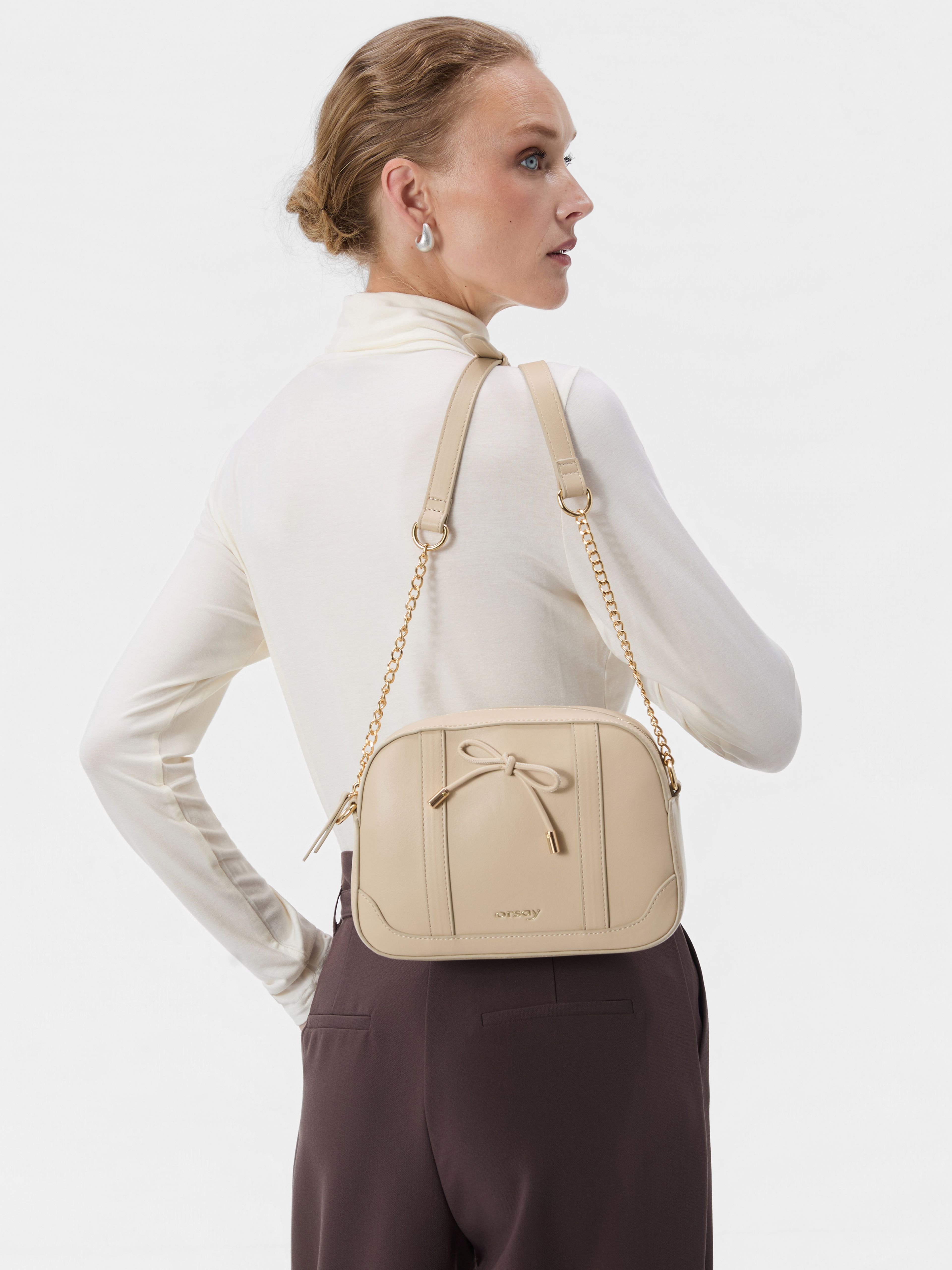 Krem ženska crossbody torbica s pentljo ORSAY EVREN - 005