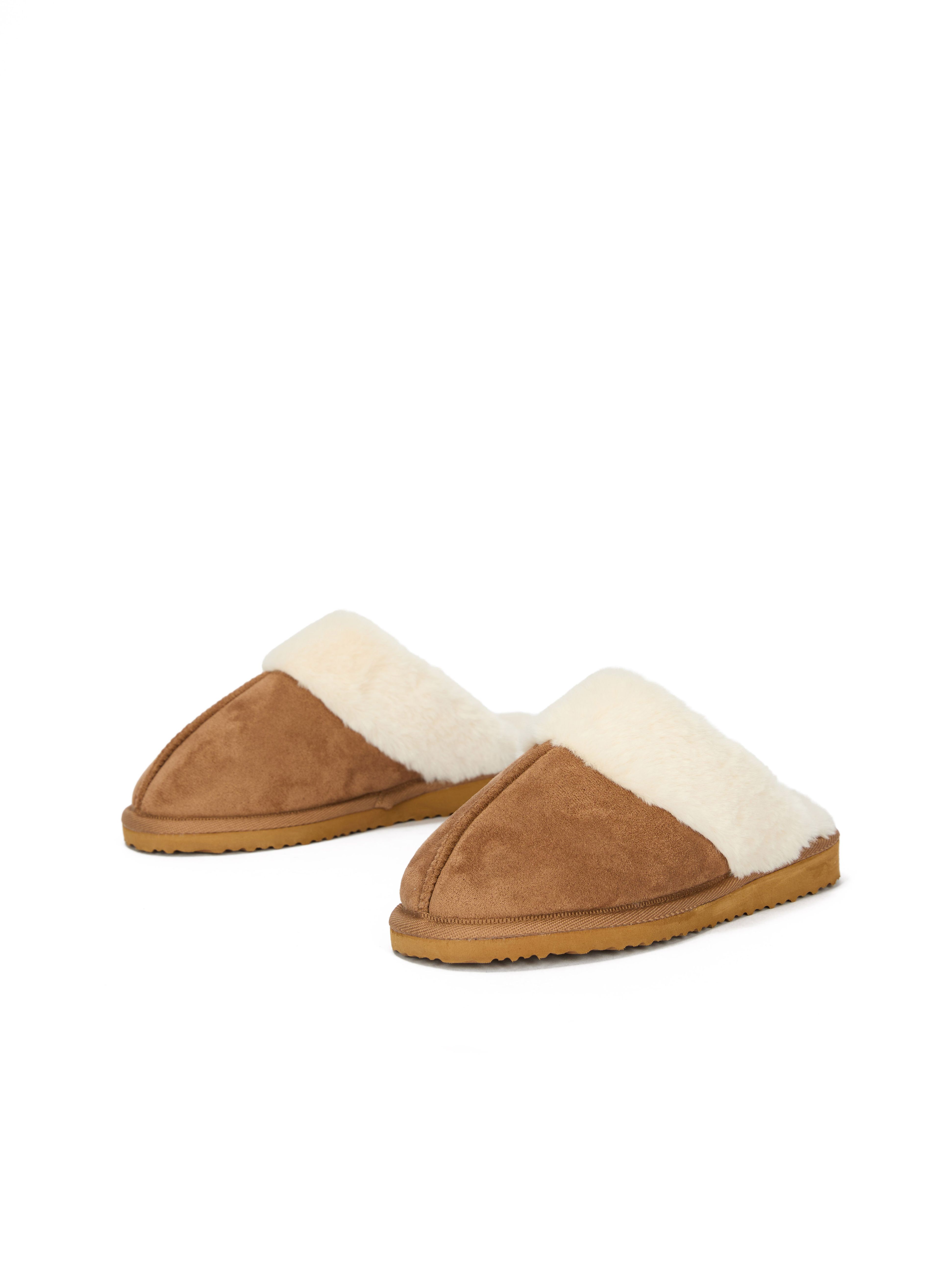 Braune Damen-Pantoffeln mit Fell ORSAY IMARA - 002