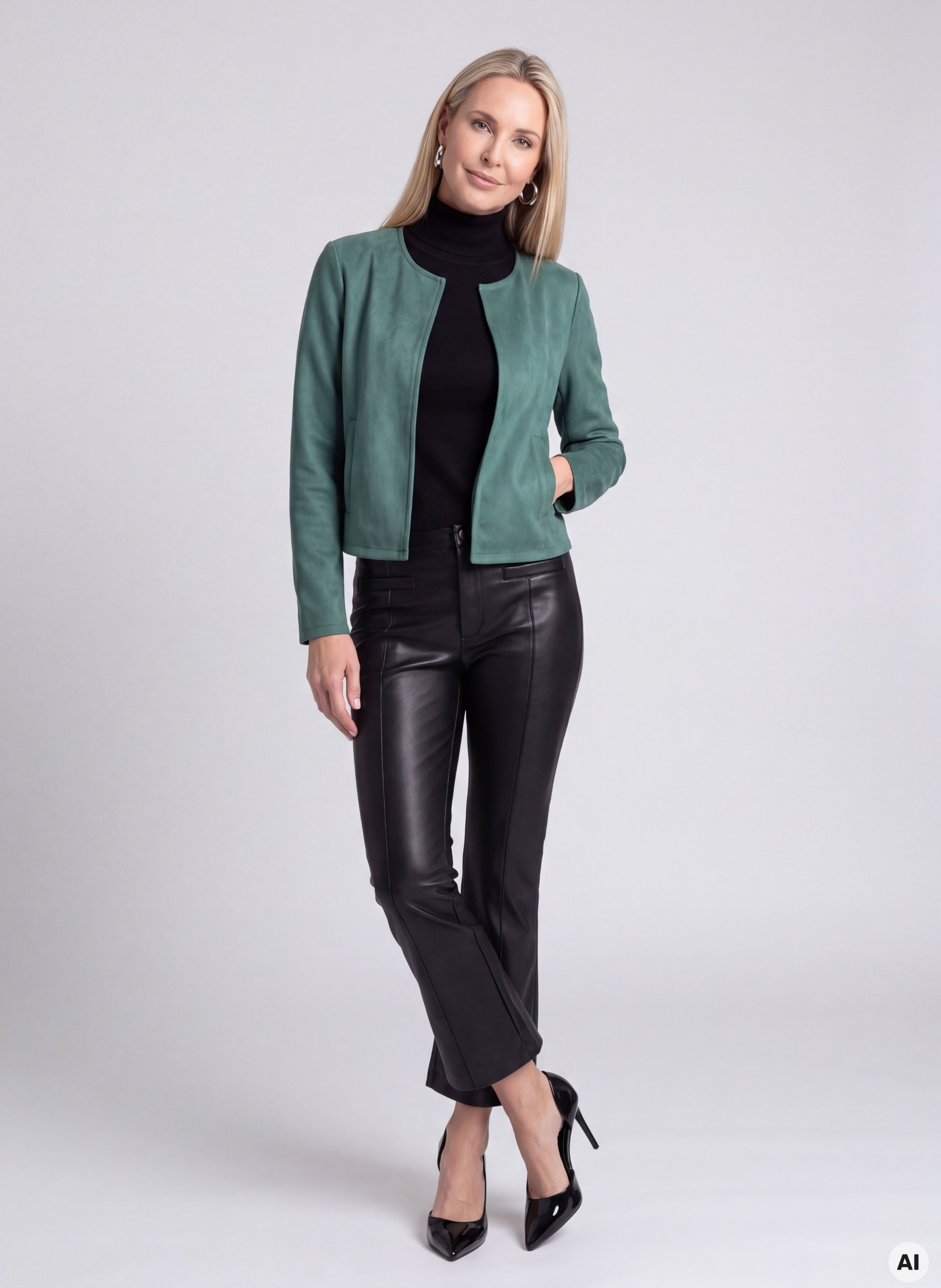 Türkiser Damen-Bolero mit Rundhalsausschnitt ORSAY - 004