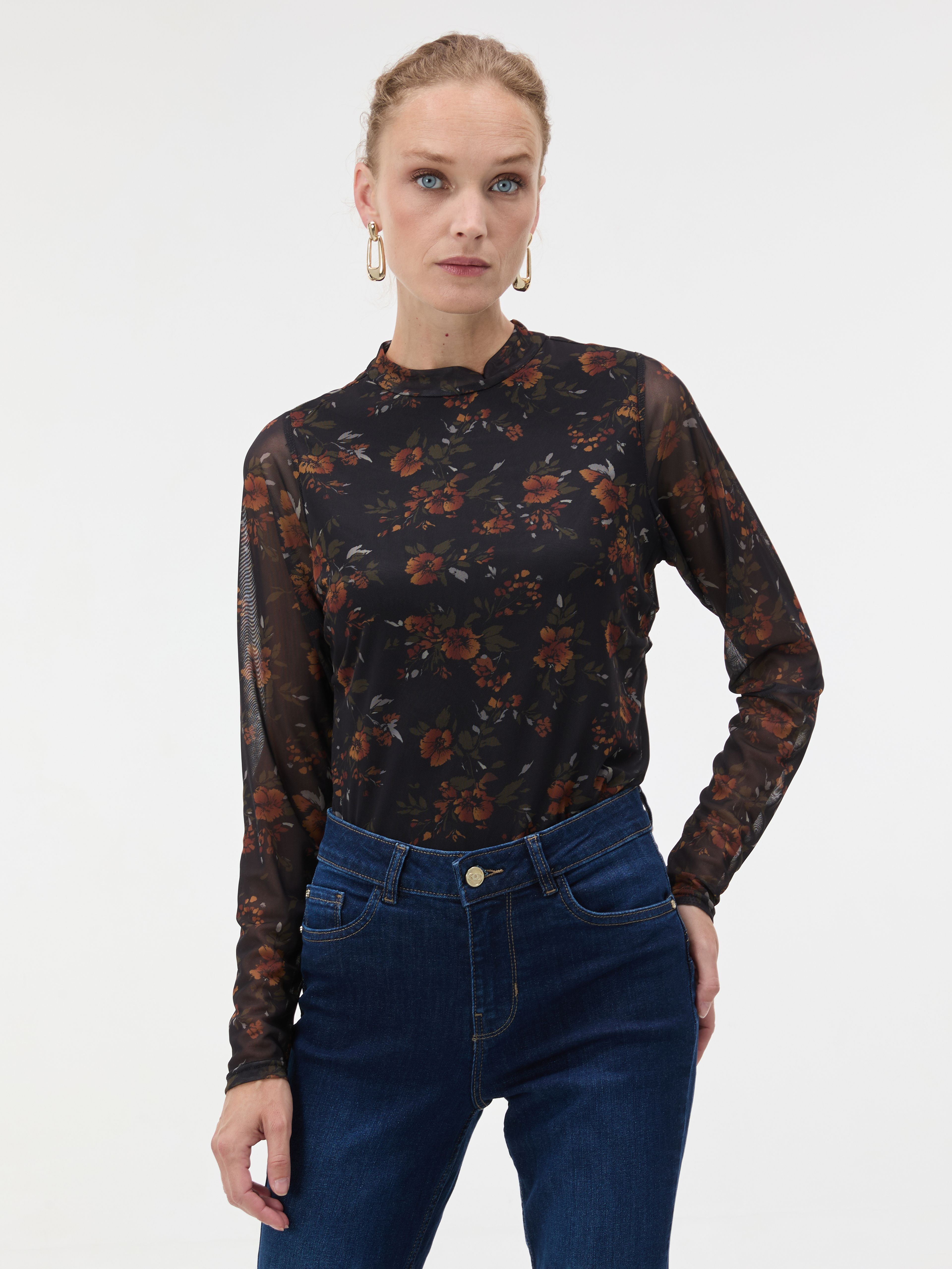ORSAY fekete mintás női top - 001