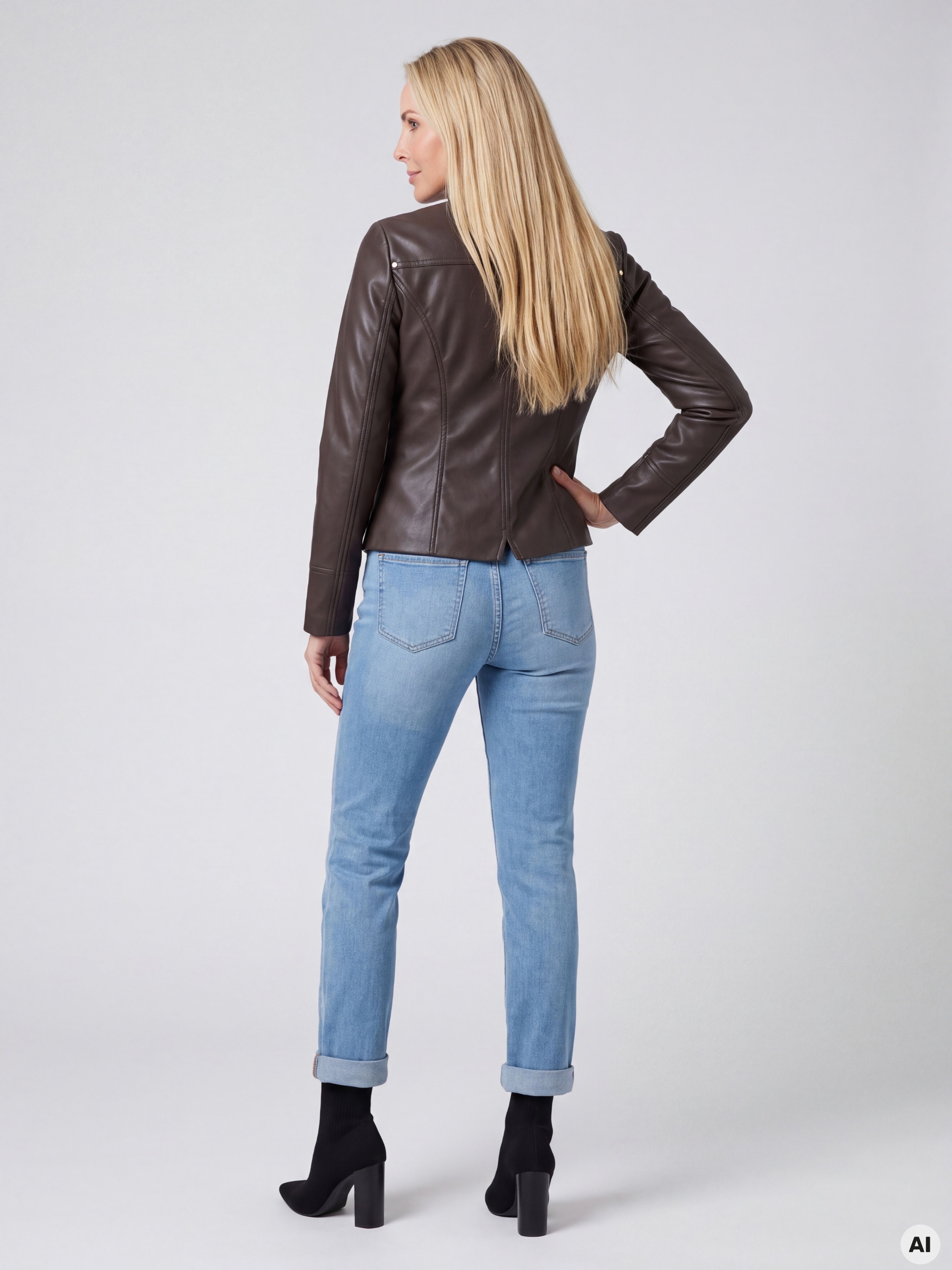 Braune Damen-Kunstlederjacke ORSAY - 004