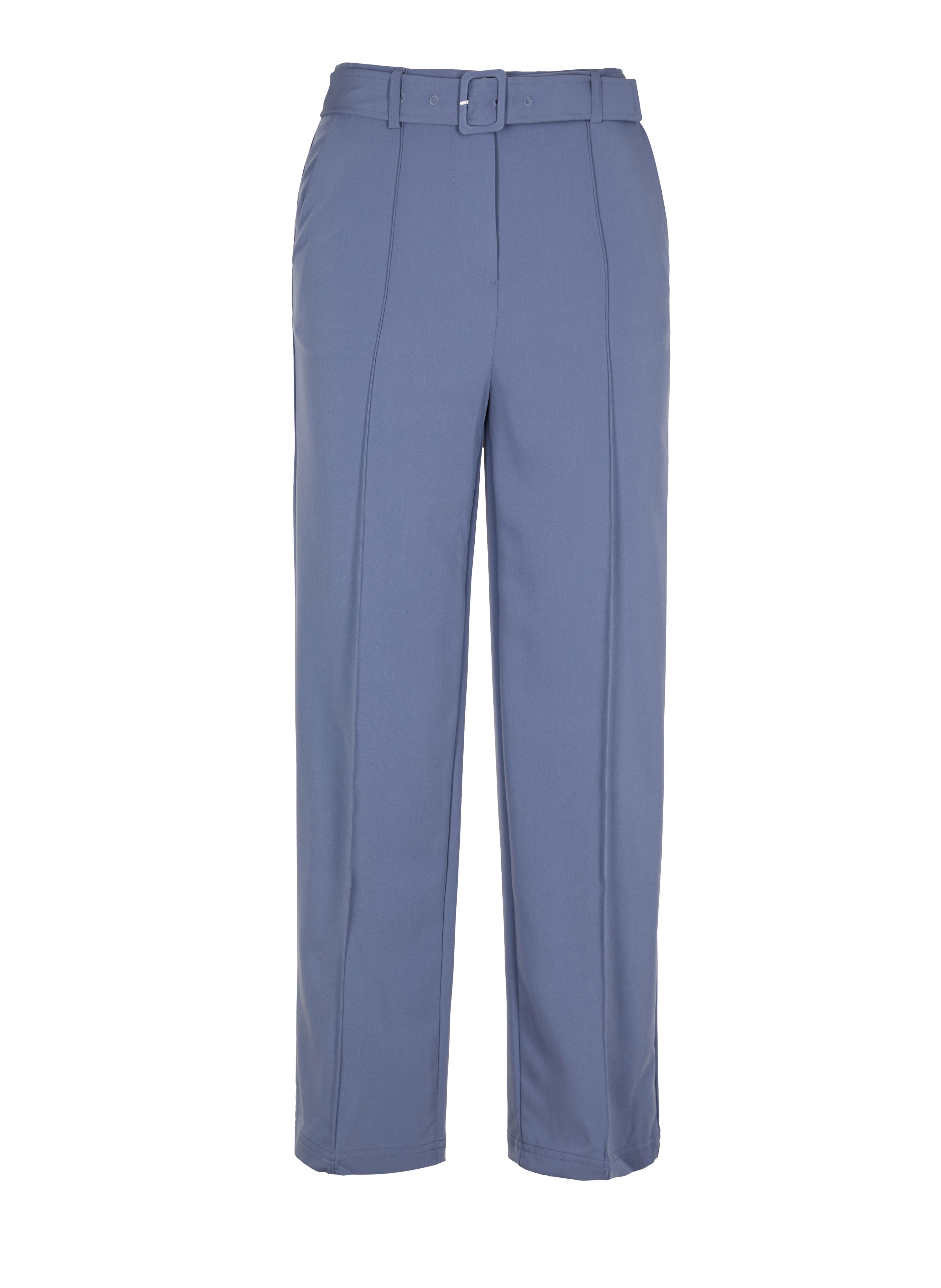 Blaue verkürzte Damenhose mit weitem Bein und hohem Bund ORSAY - 005