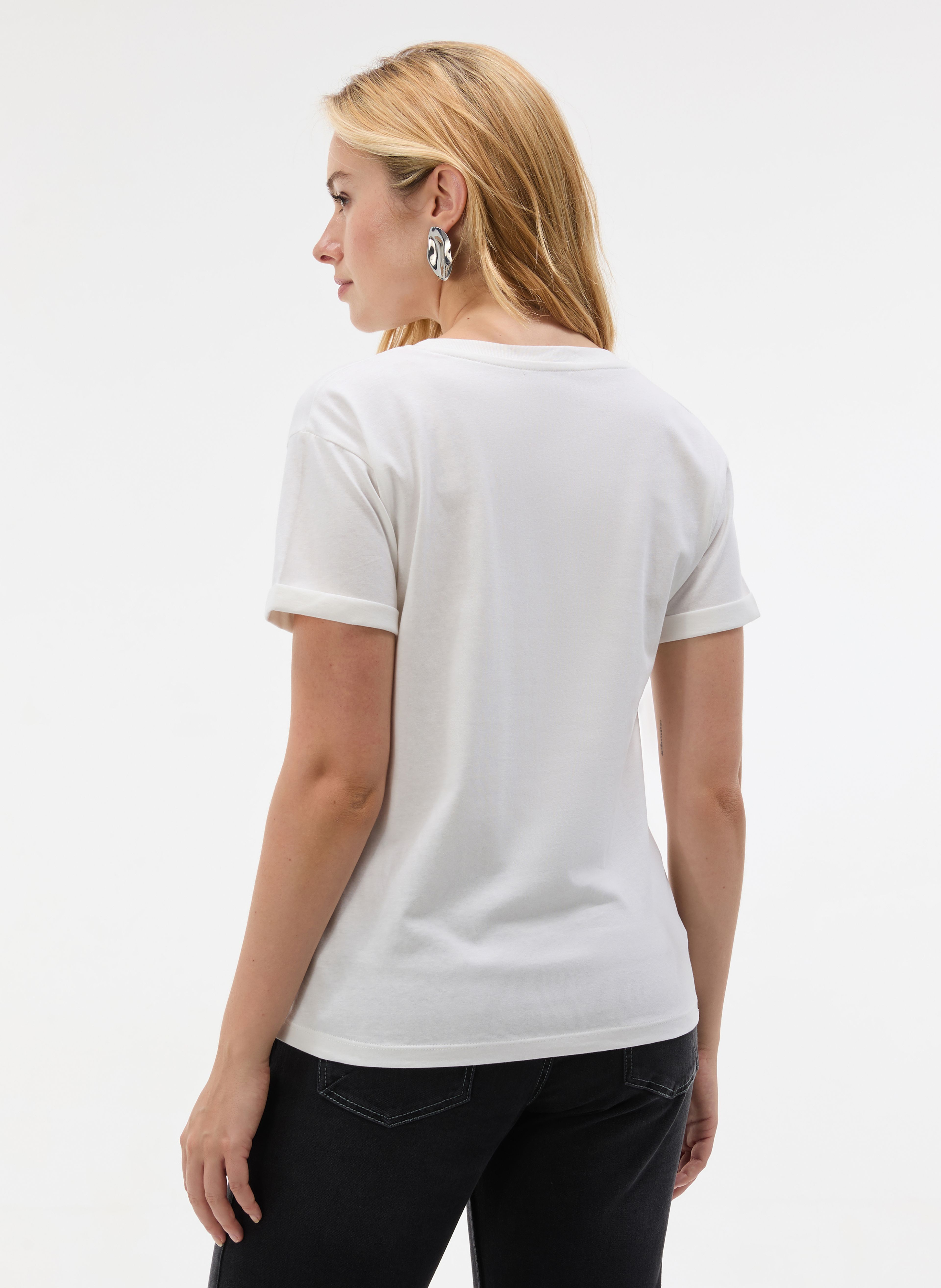 Biały damski t-shirt z krótkim rękawem ORSAY - 002