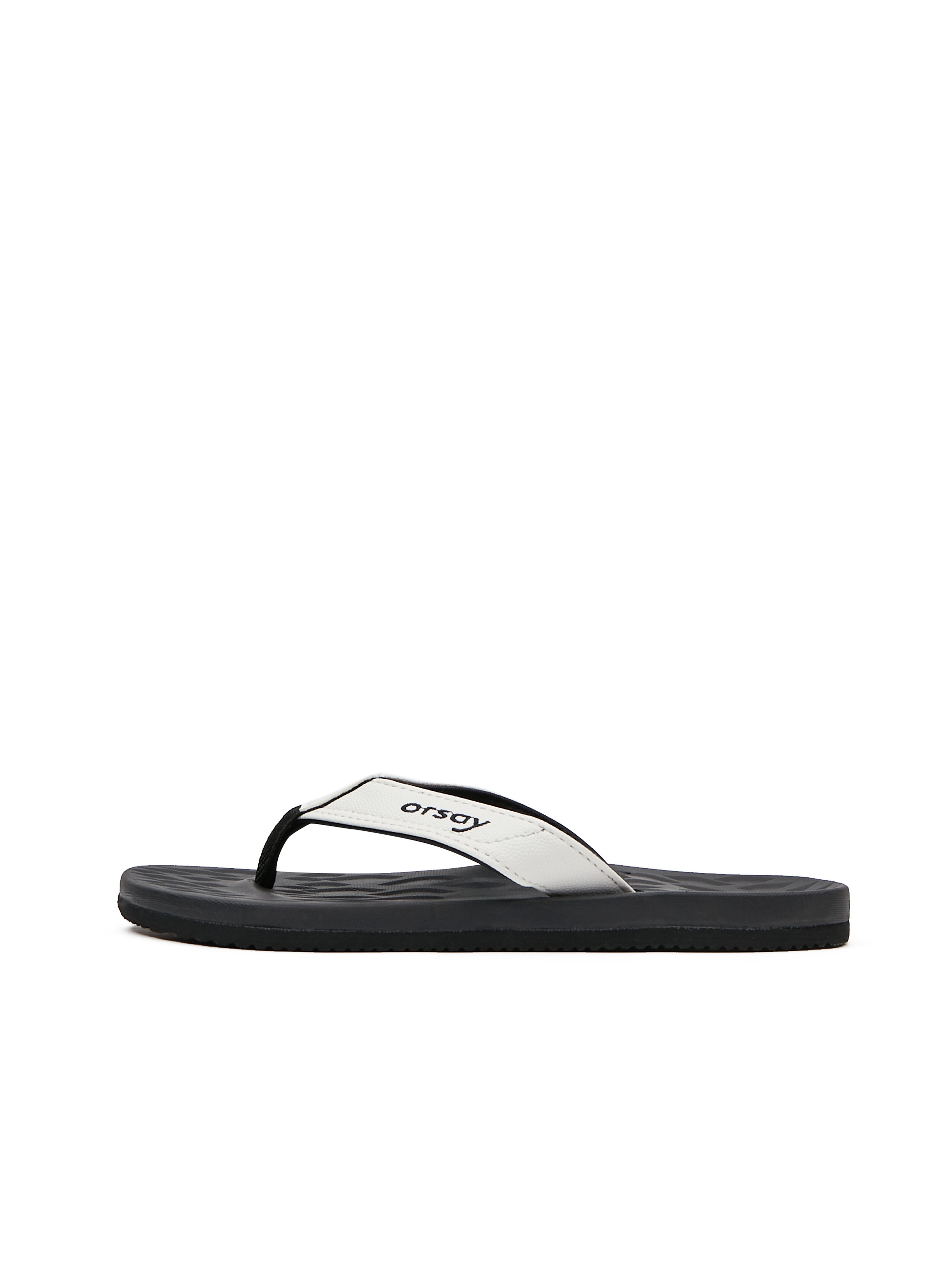 Black and white flip flops on sale