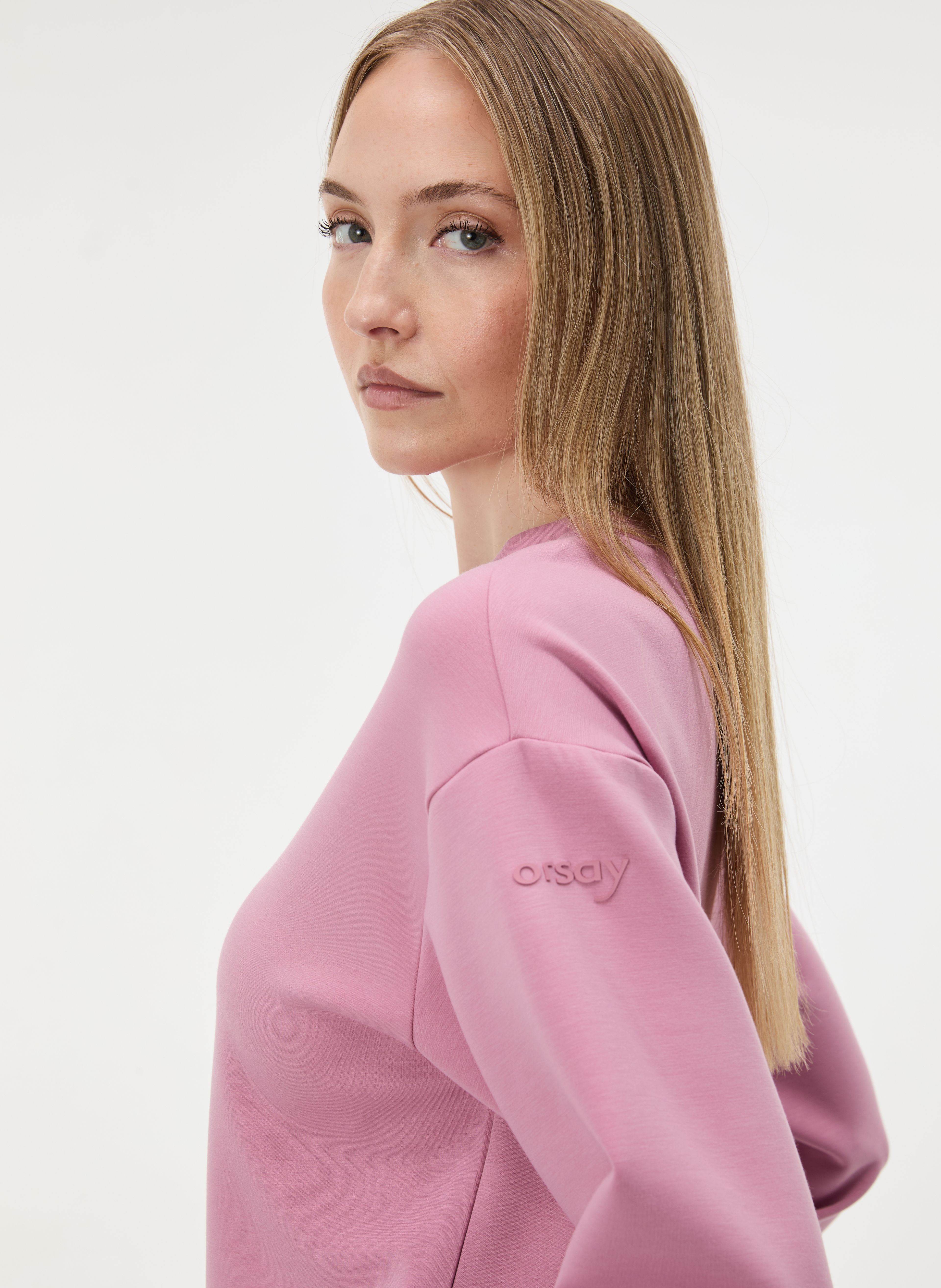 Rosa Damen-Sweatshirt mit langen Ärmeln ORSAY - 002