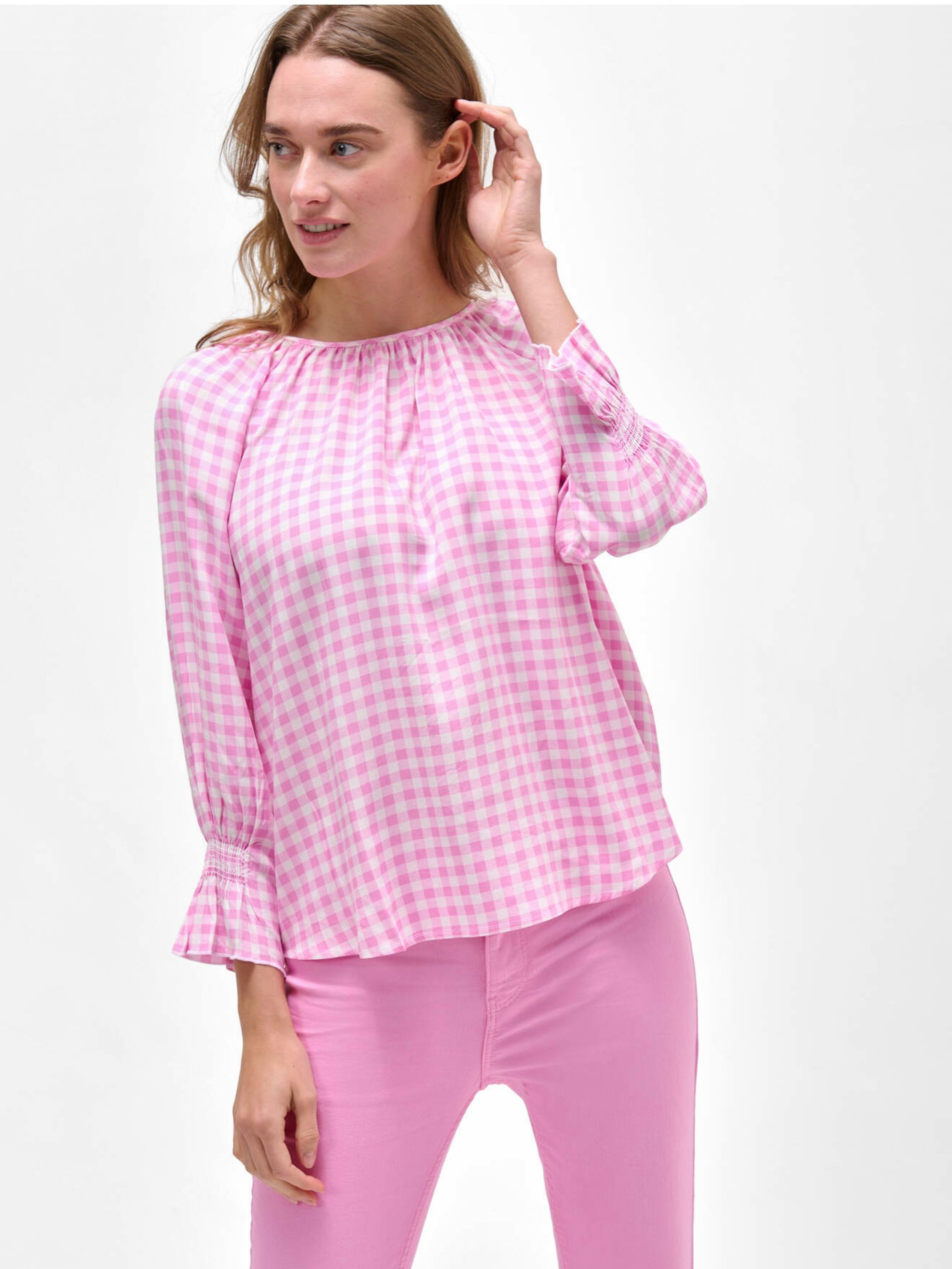 ORSAY rószaszínű kockás hosszú ujjú blúz