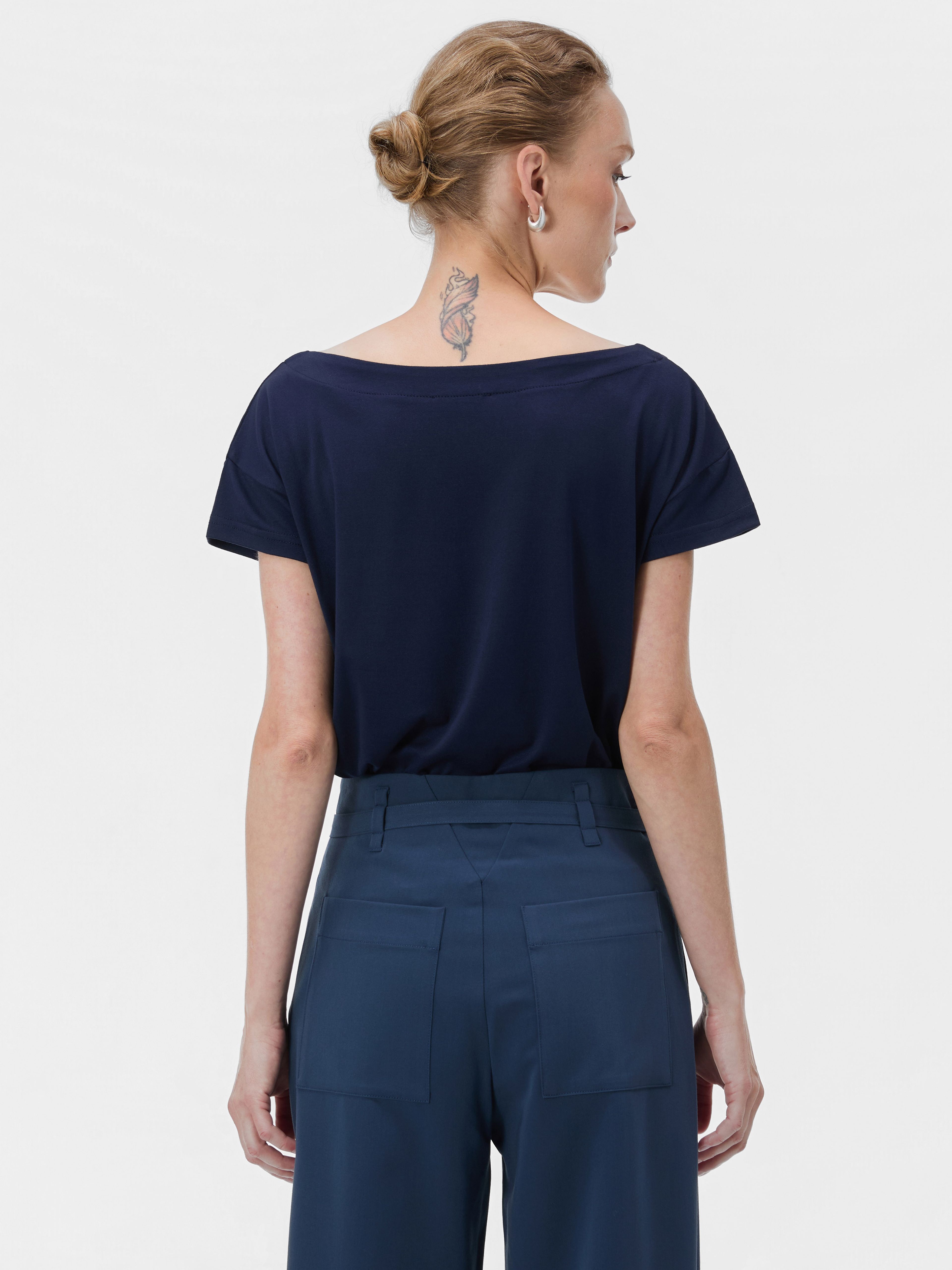 Ciemnoniebieski damski T-shirt z krótkim rękawem ORSAY - 002