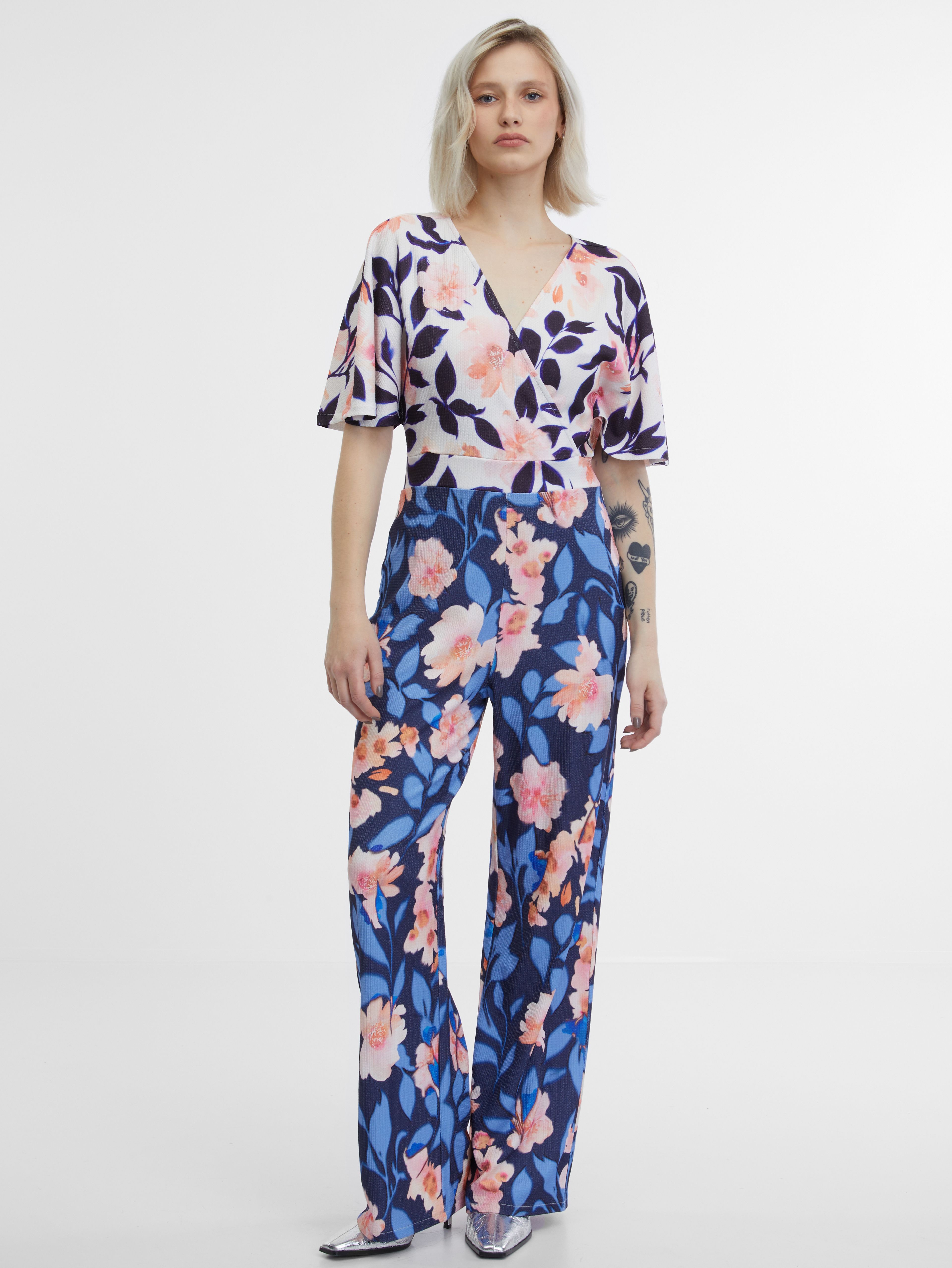 Dunkelblauer Damen-Blumen-Overall ORSAY