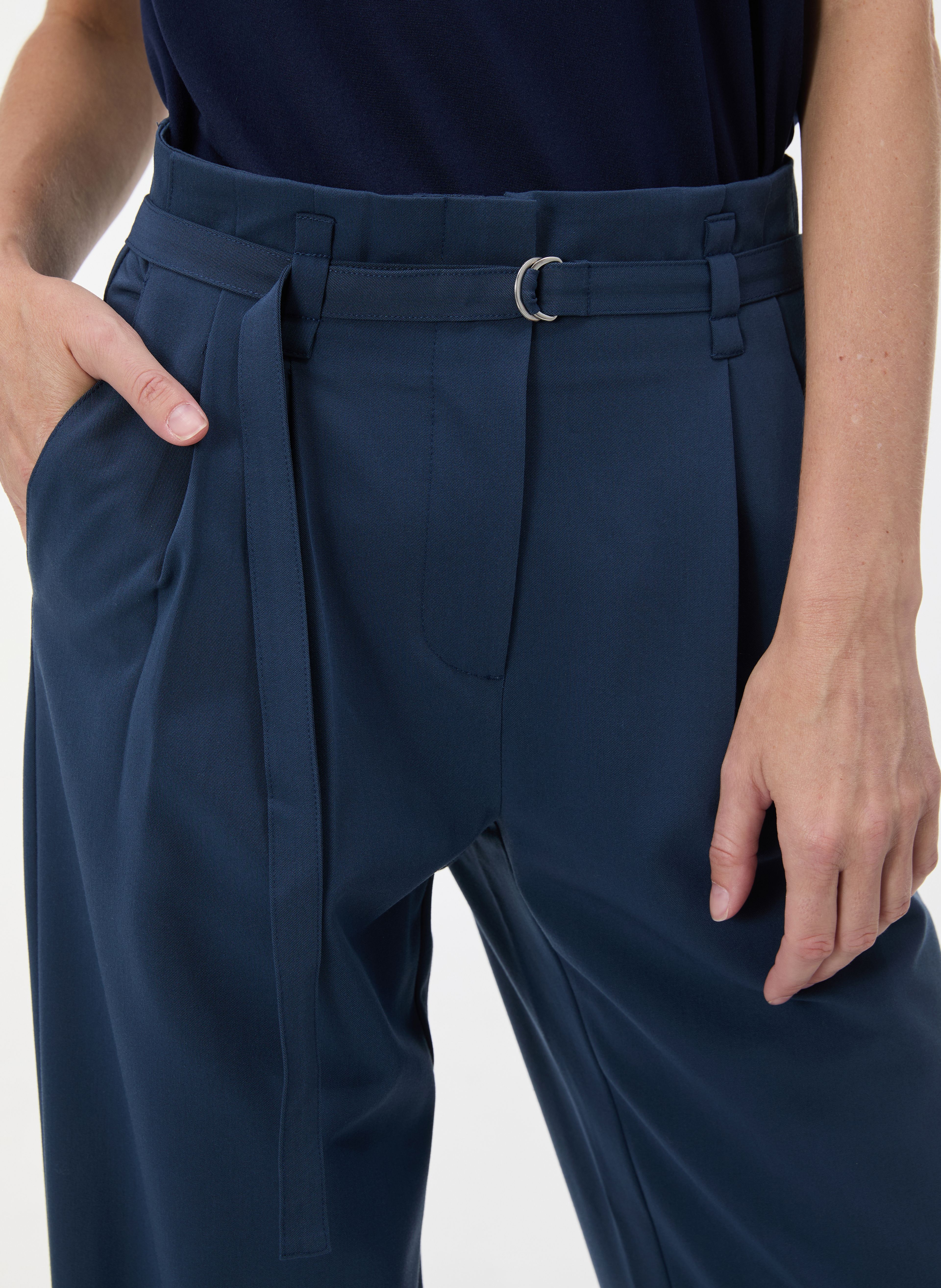 Blaue Damen-Wide-Leg-Hose mit hohem Bund ORSAY - 005