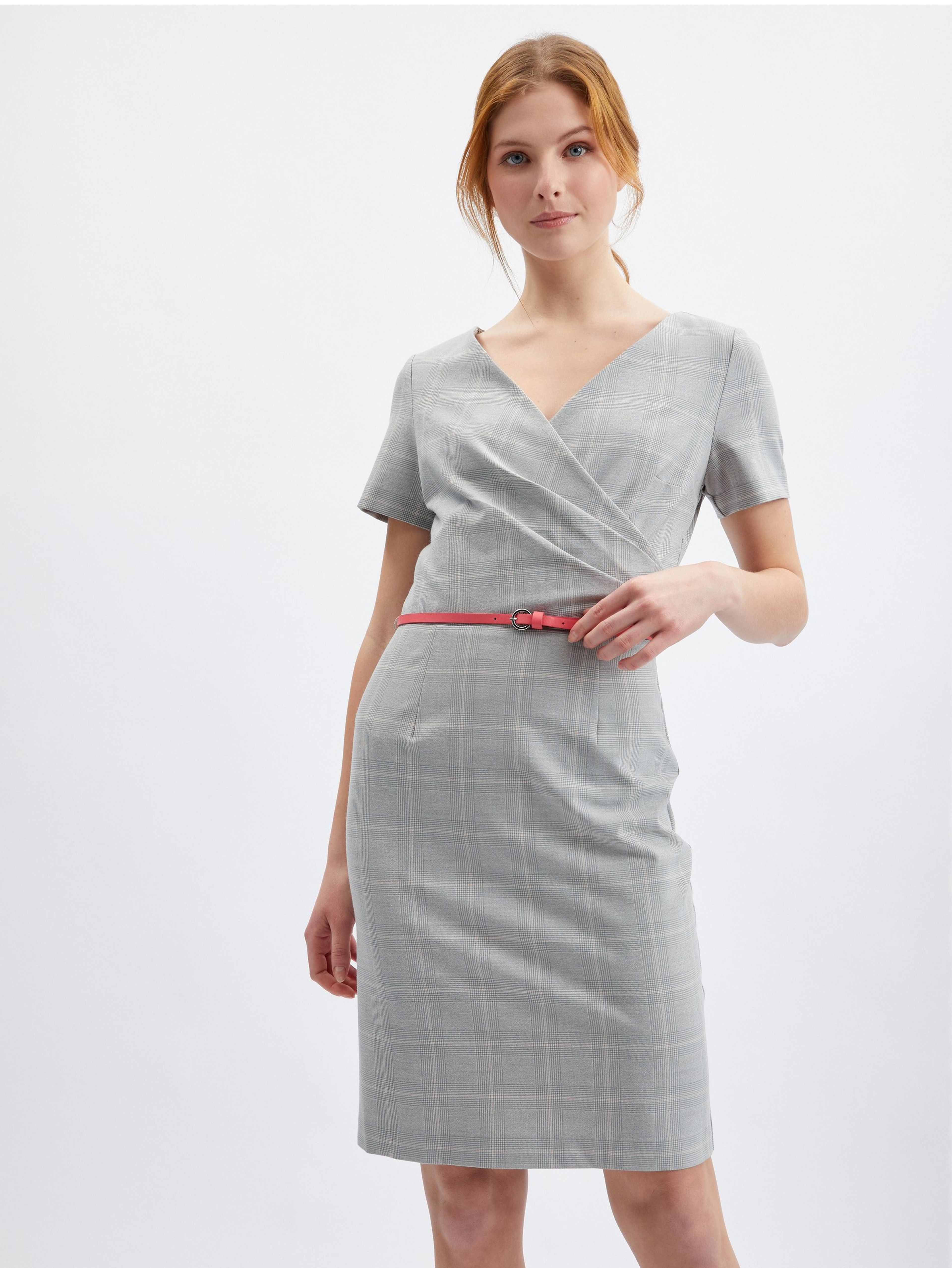 Grau kariertes Damen-Kleid ORSAY