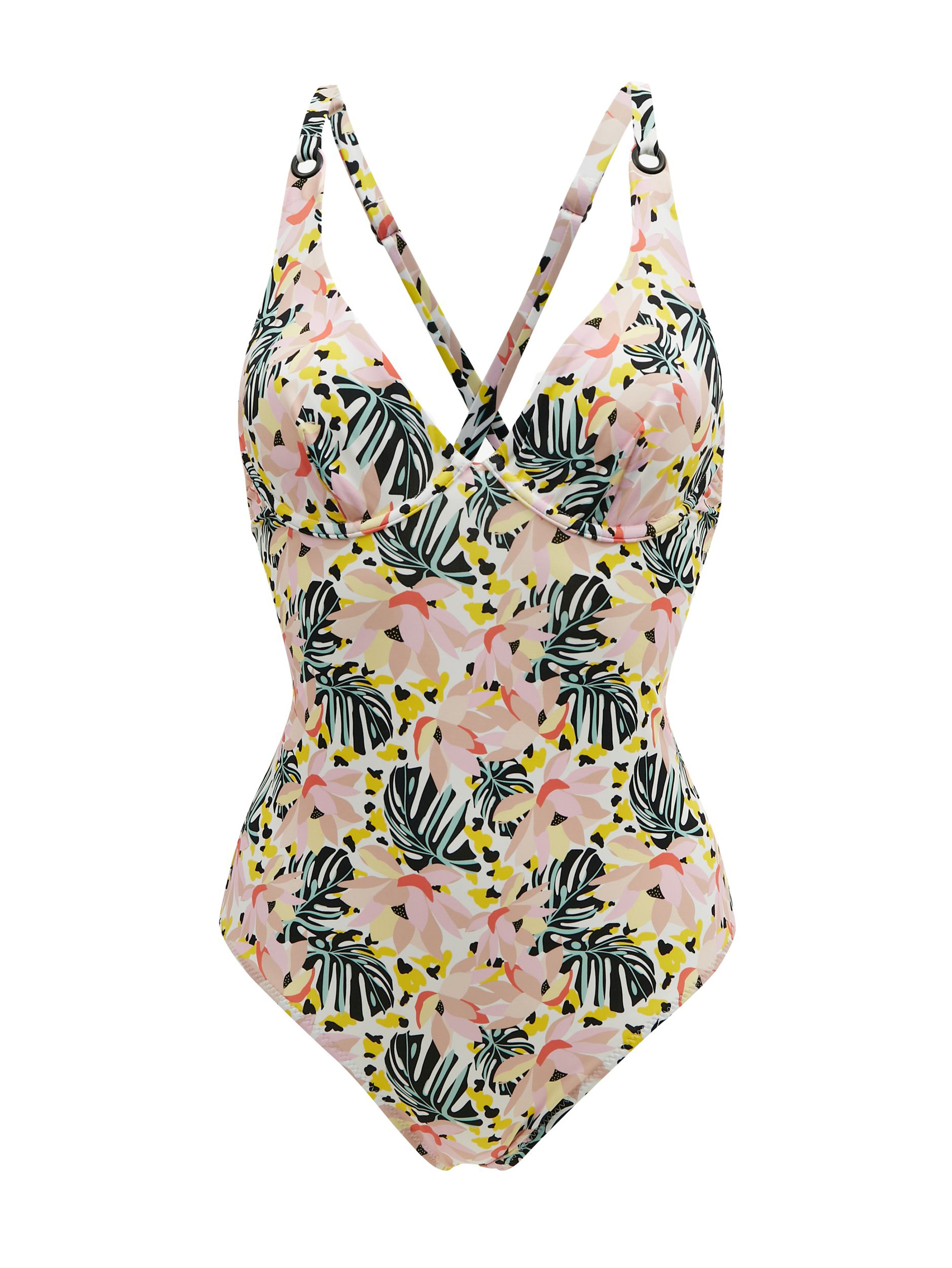 Jasnoróżowy jednoczęściowy wzorzysty strój kąpielowy ORSAY