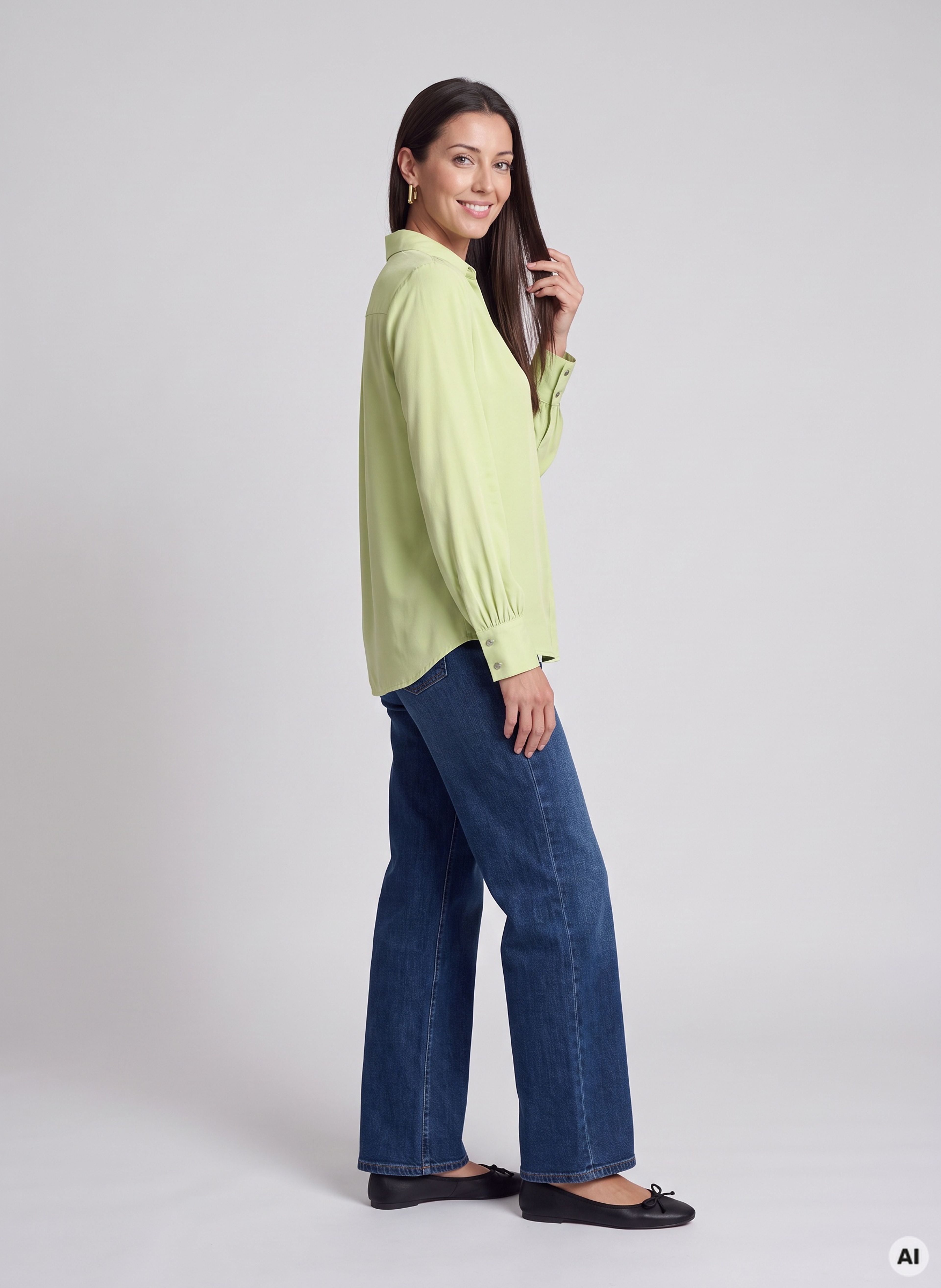 Svetlo zelena ženska bluza z dolgimi rokavi ORSAY - 002