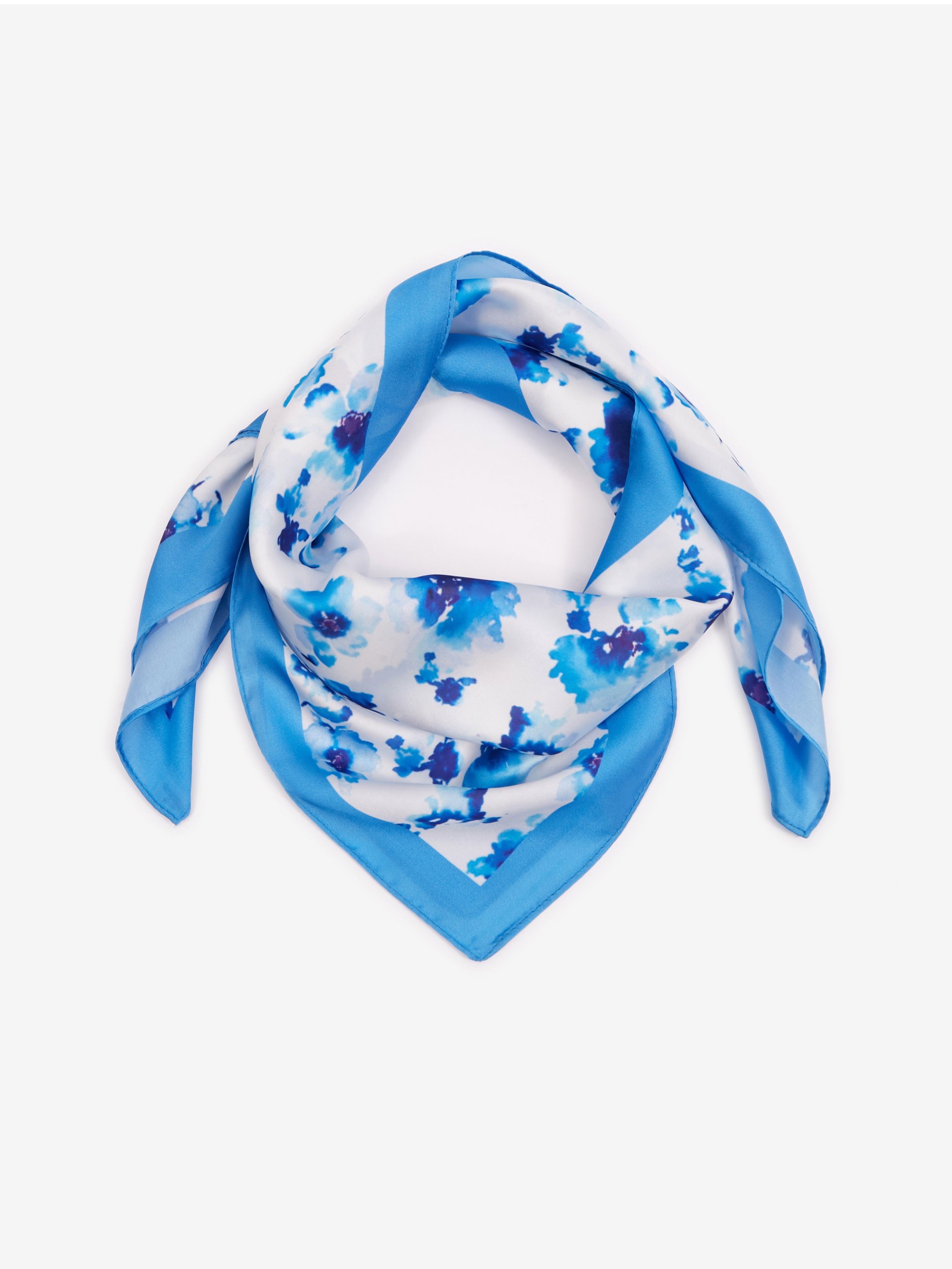 Niebiesko-biały szal damski w kwiaty ORSAY