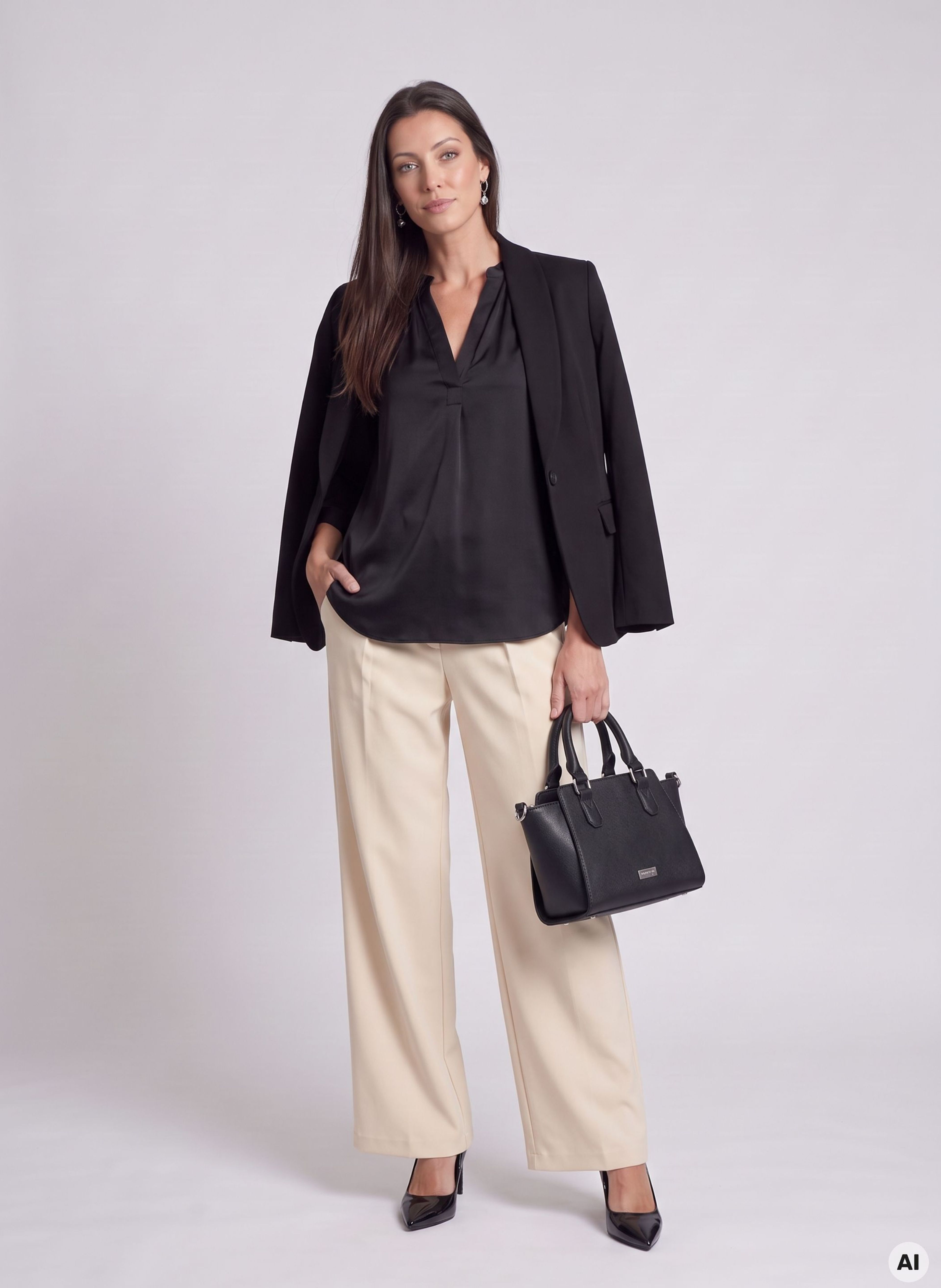 Schwarze Damen-Bluse mit 3/4-Ärmeln ORSAY - 005