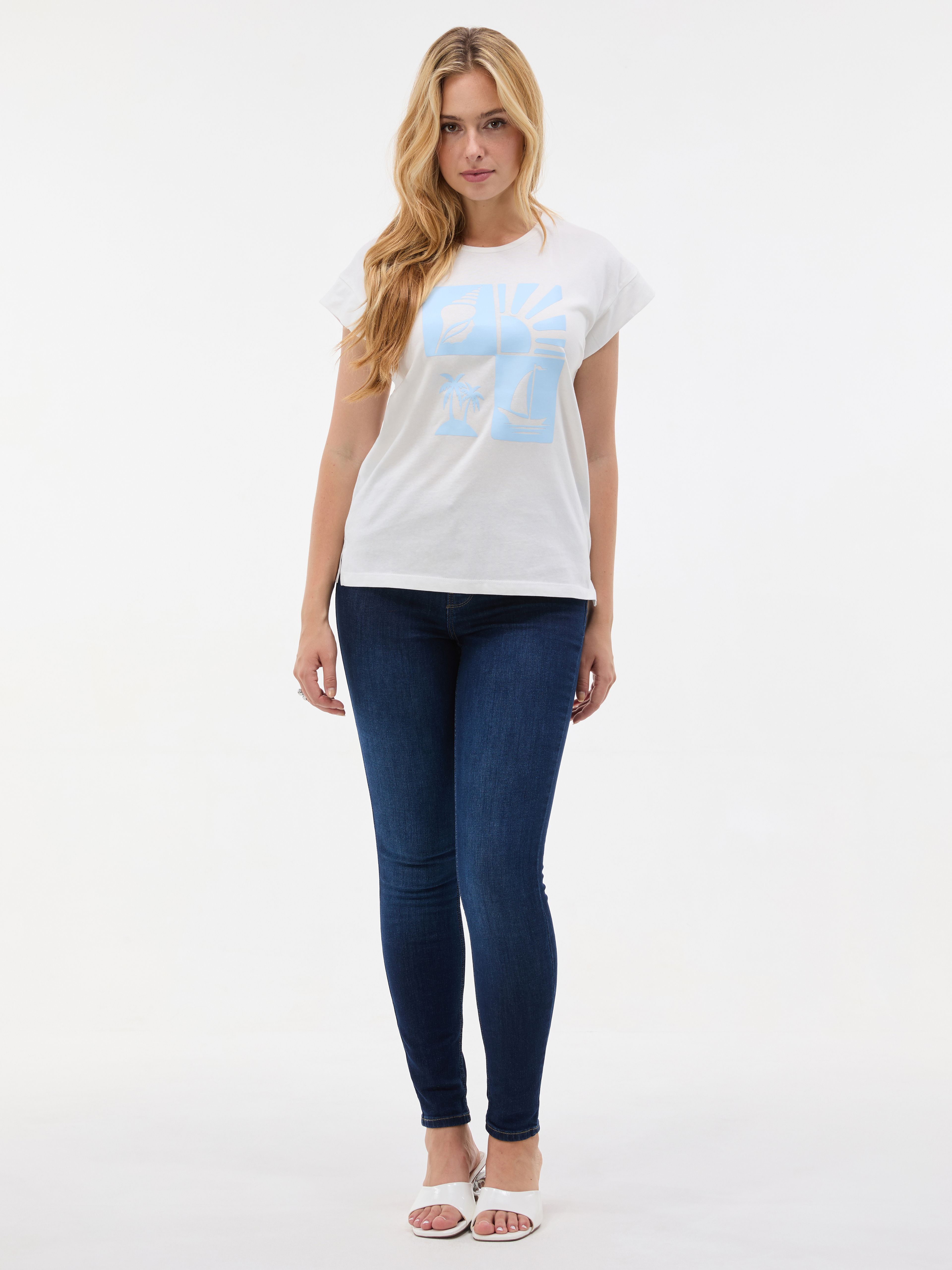 Biały damski t-shirt z krótkim rękawem ORSAY - 003