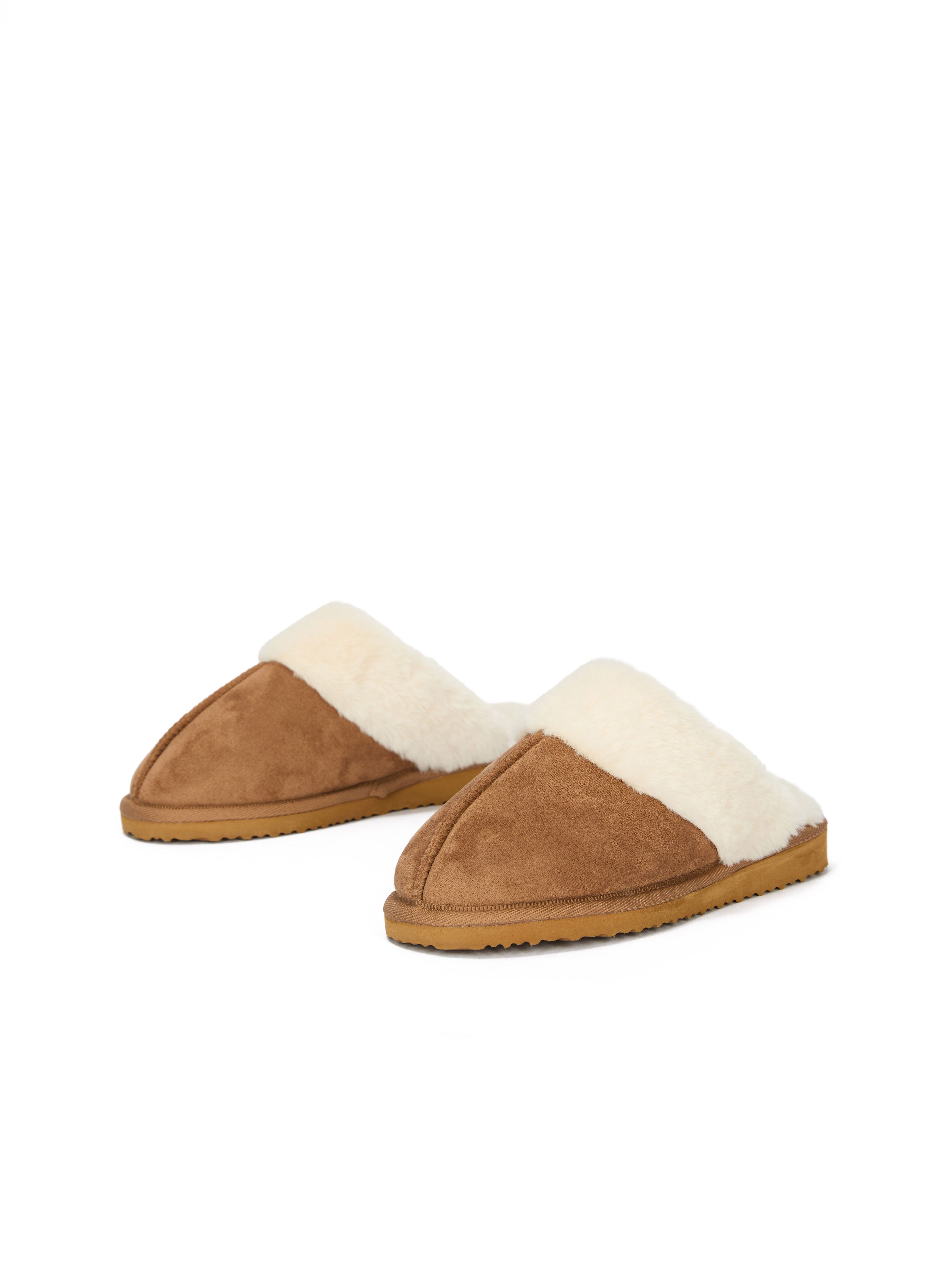 Braune Damen-Pantoffeln mit Fell ORSAY IMARA - 002