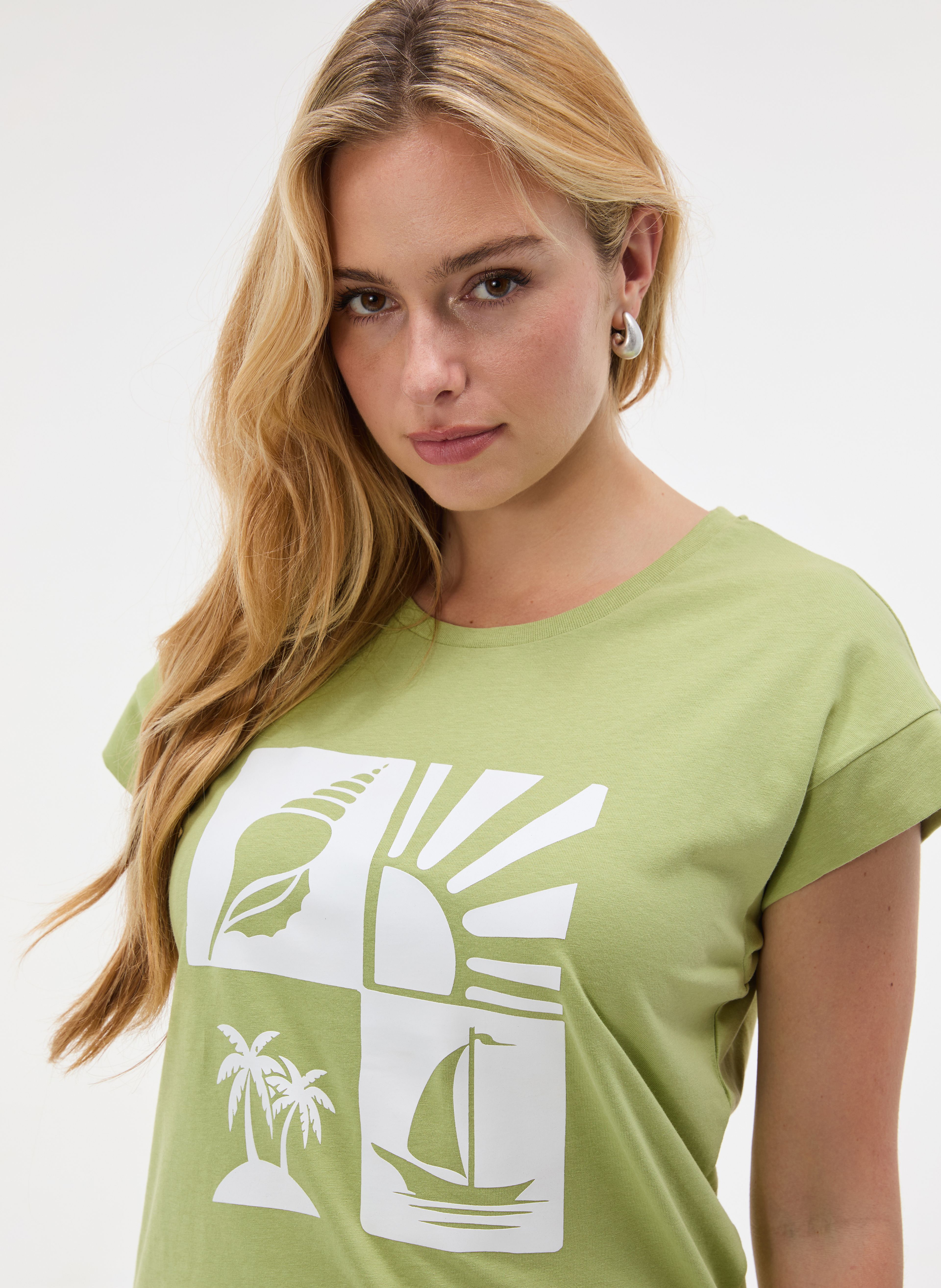 Zielony damski t-shirt z krótkim rękawem ORSAY - 004