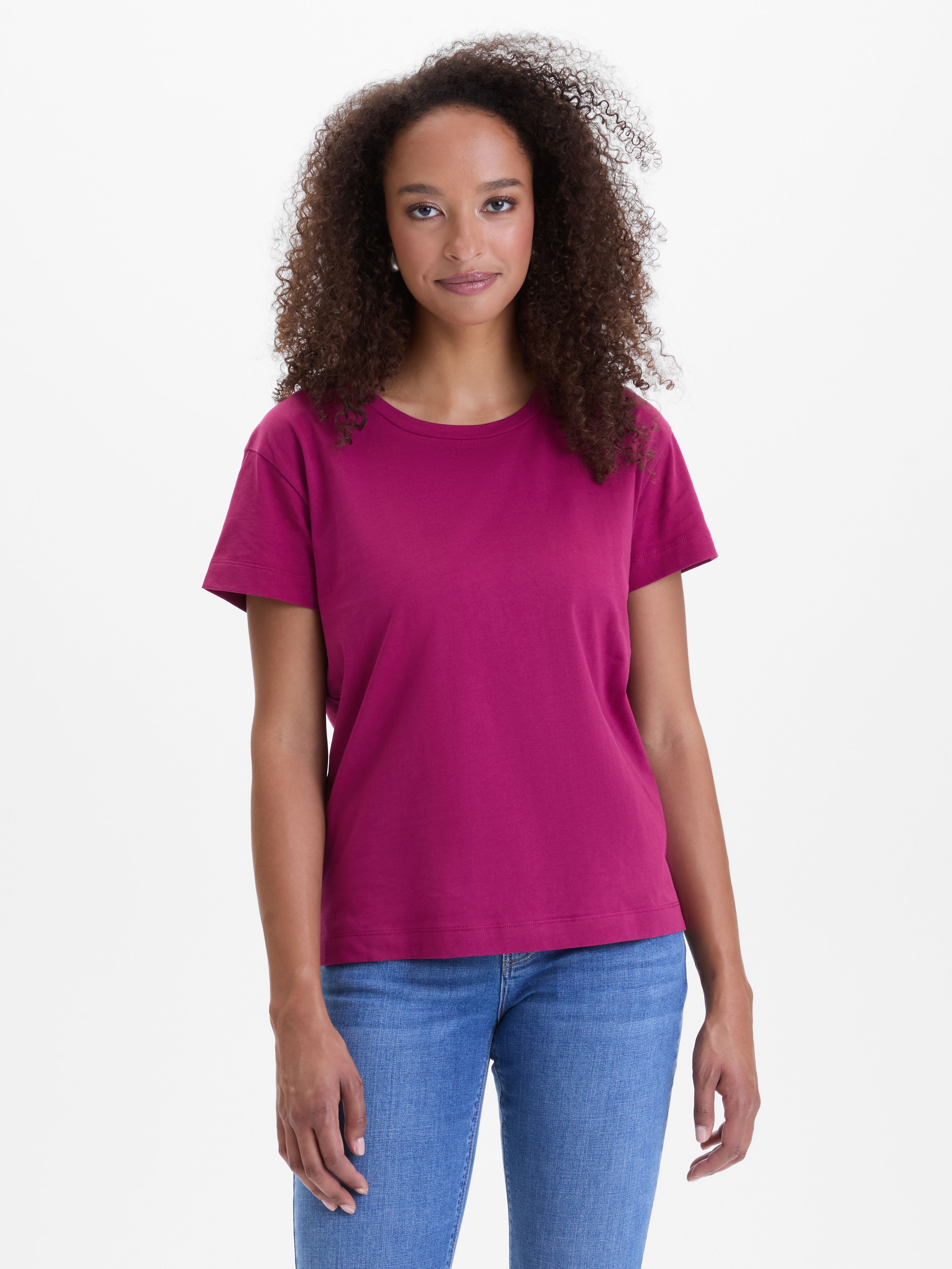 Dunkelrosa Damen-T-Shirt mit kurzen Ärmeln ORSAY