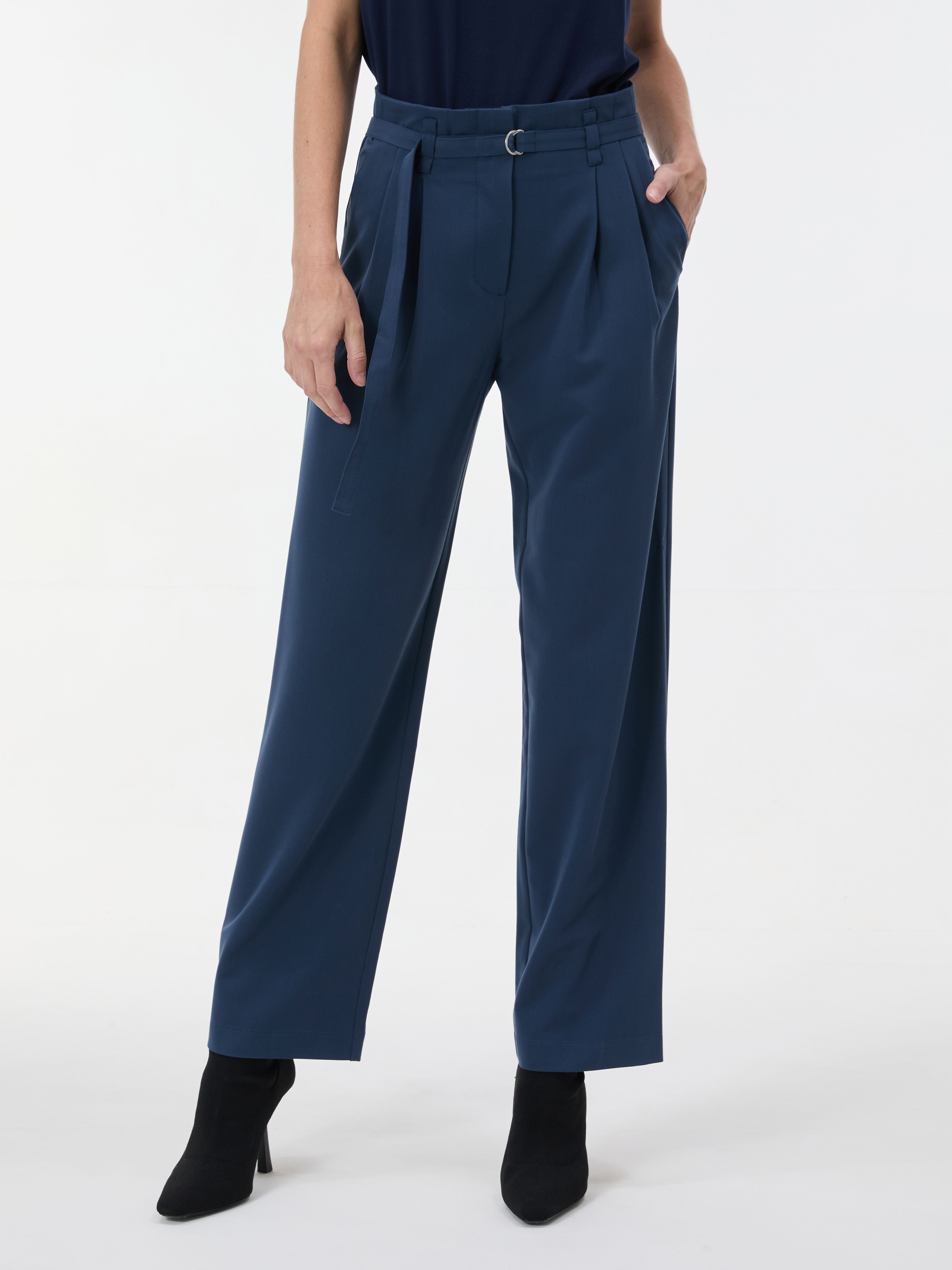Blaue Damen-Wide-Leg-Hose mit hohem Bund ORSAY - 003