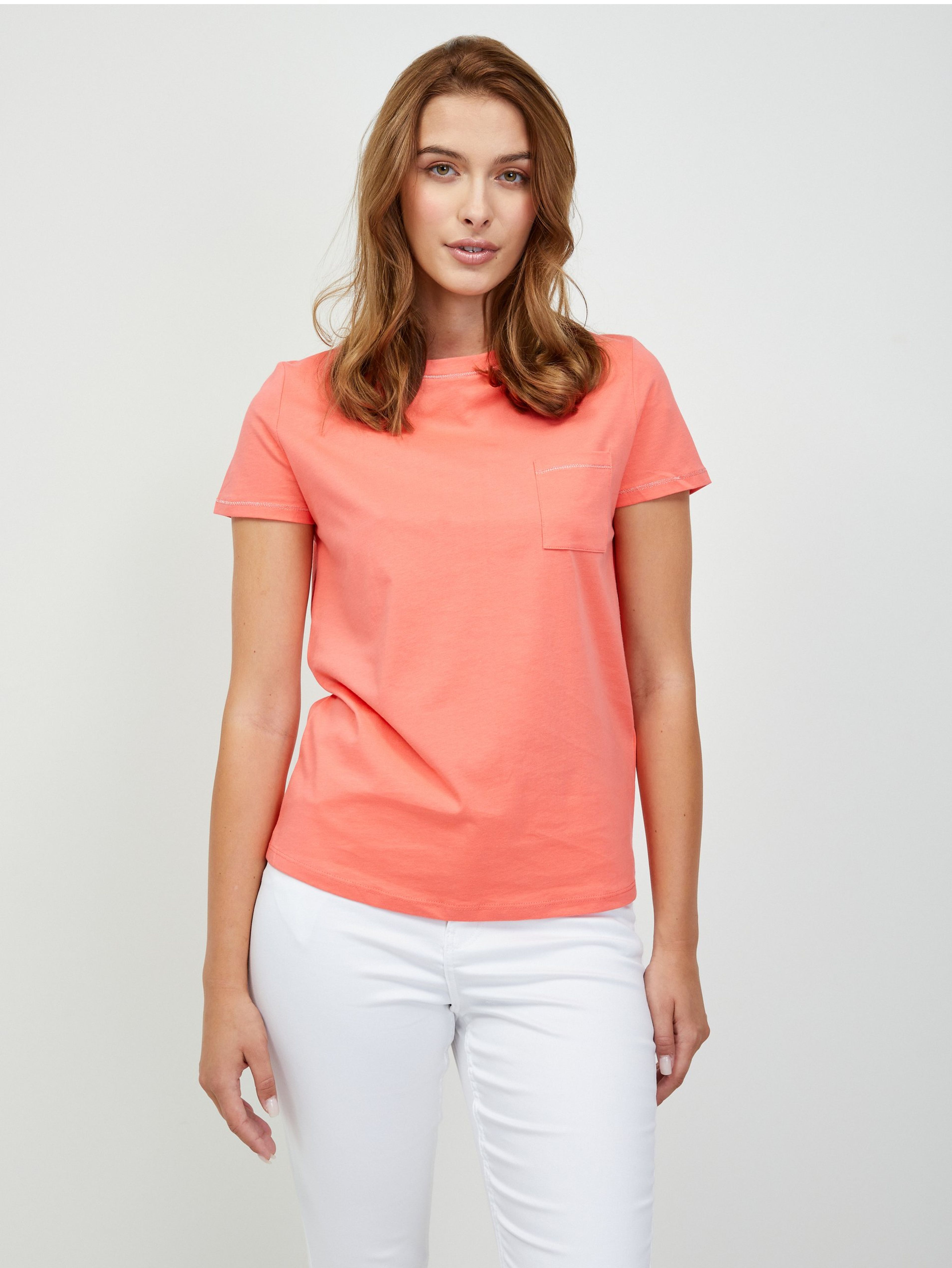 Morelowy basic T-shirt z kieszonką ORSAY