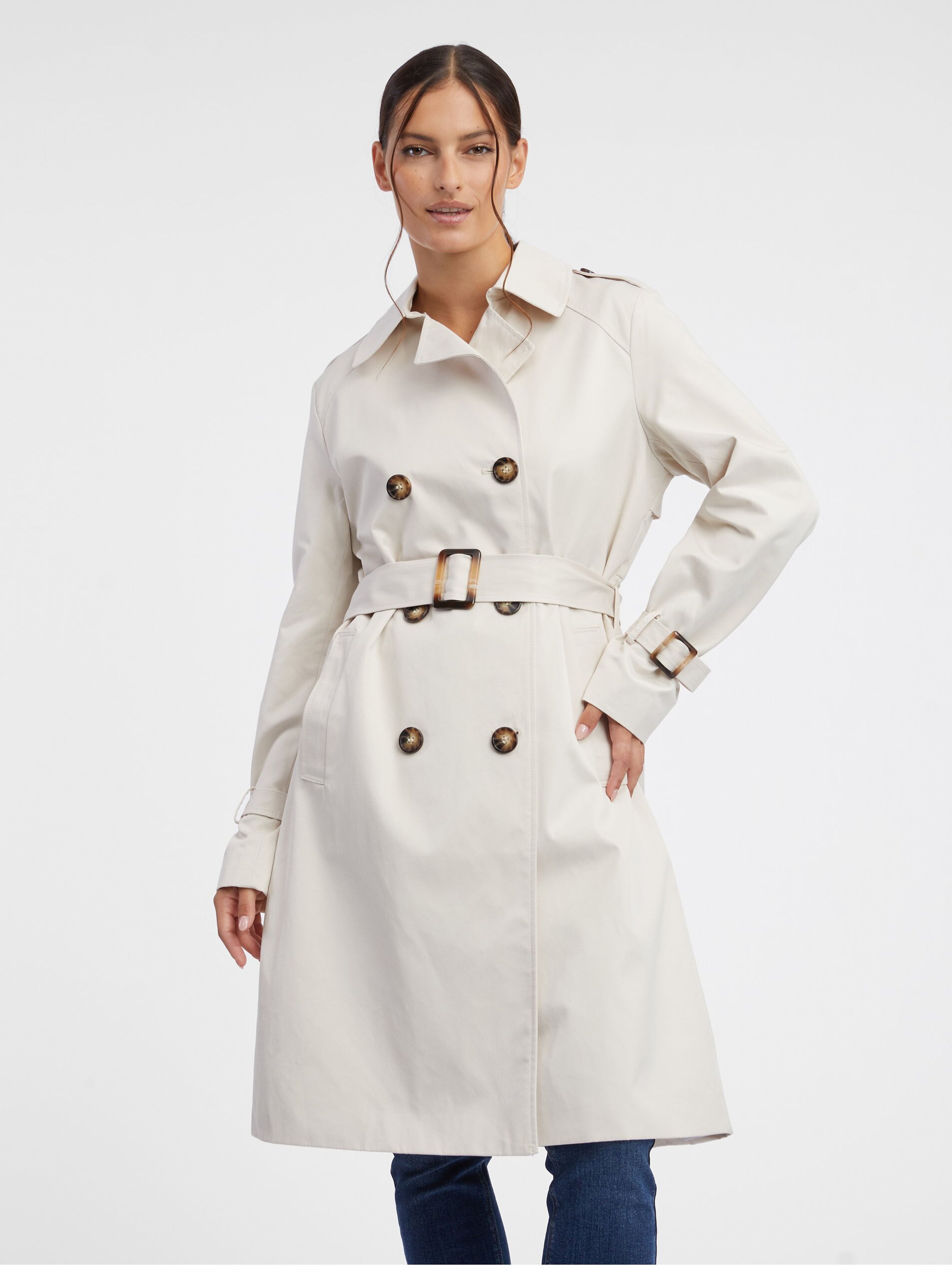 Cremefarbener Damen-Trenchcoat ORSAY