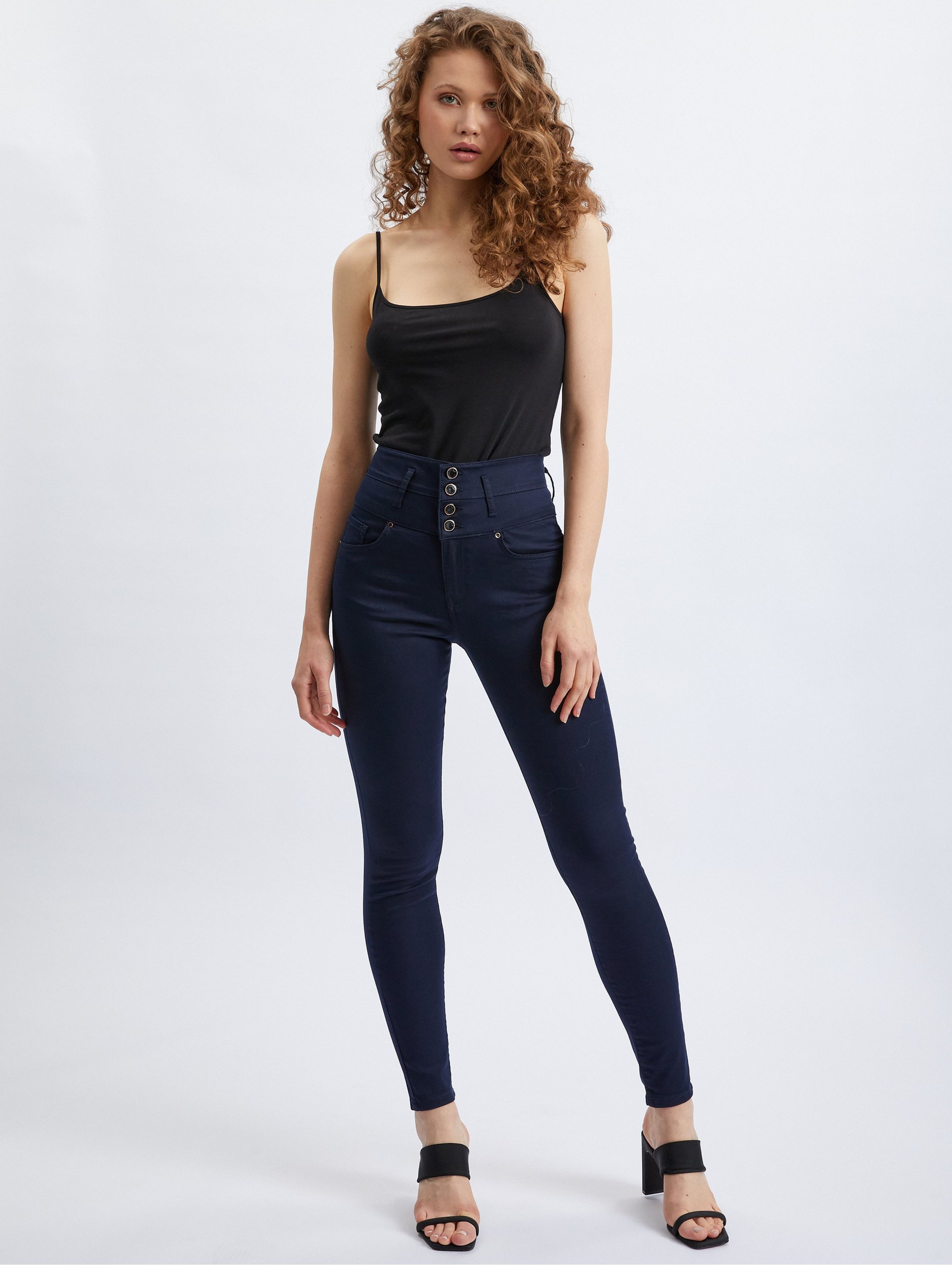 Granatowe spodnie damskie skinny fit ORSAY