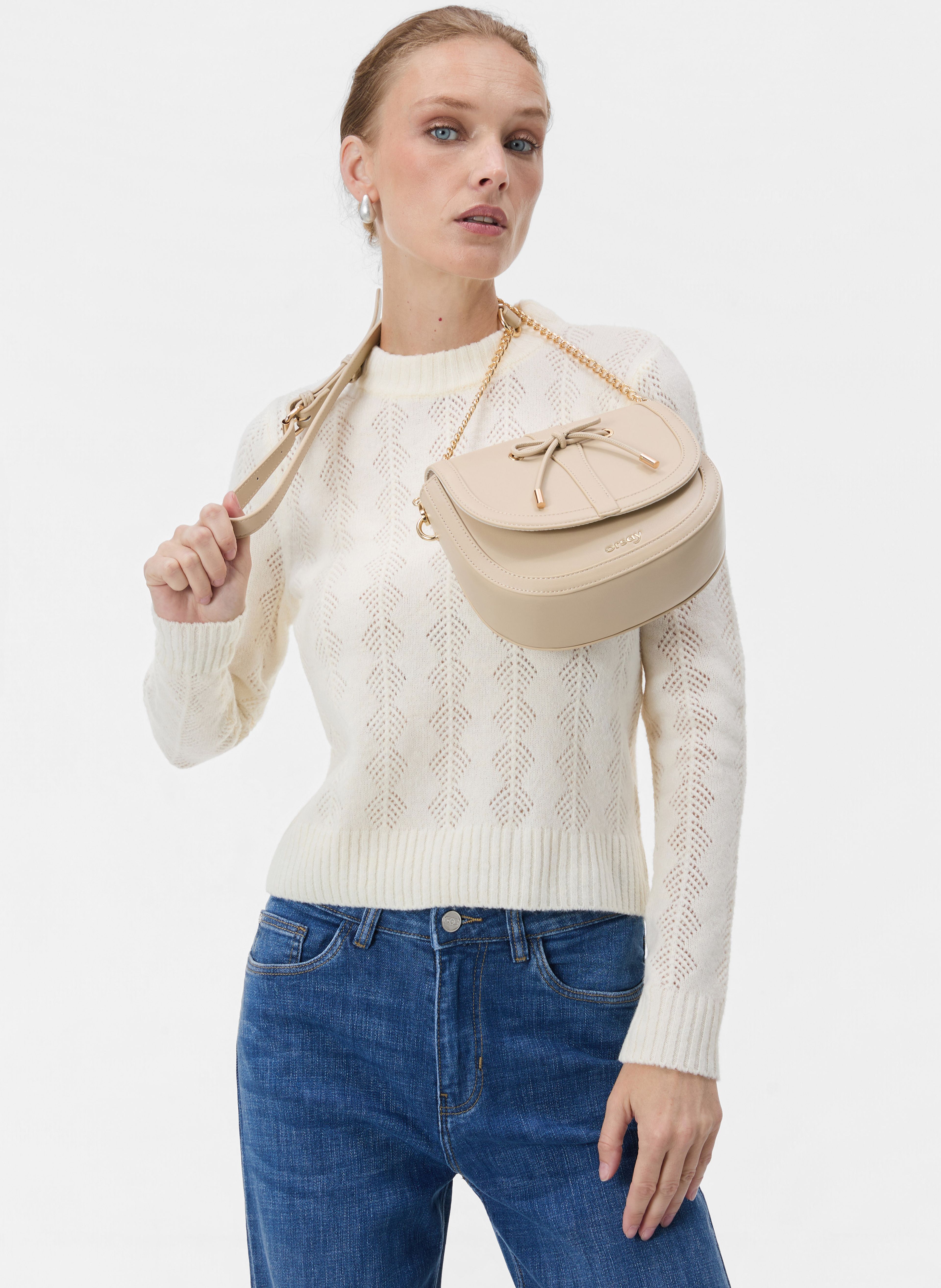 Krem ženska crossbody torbica s pentljo ORSAY ANARA - 005