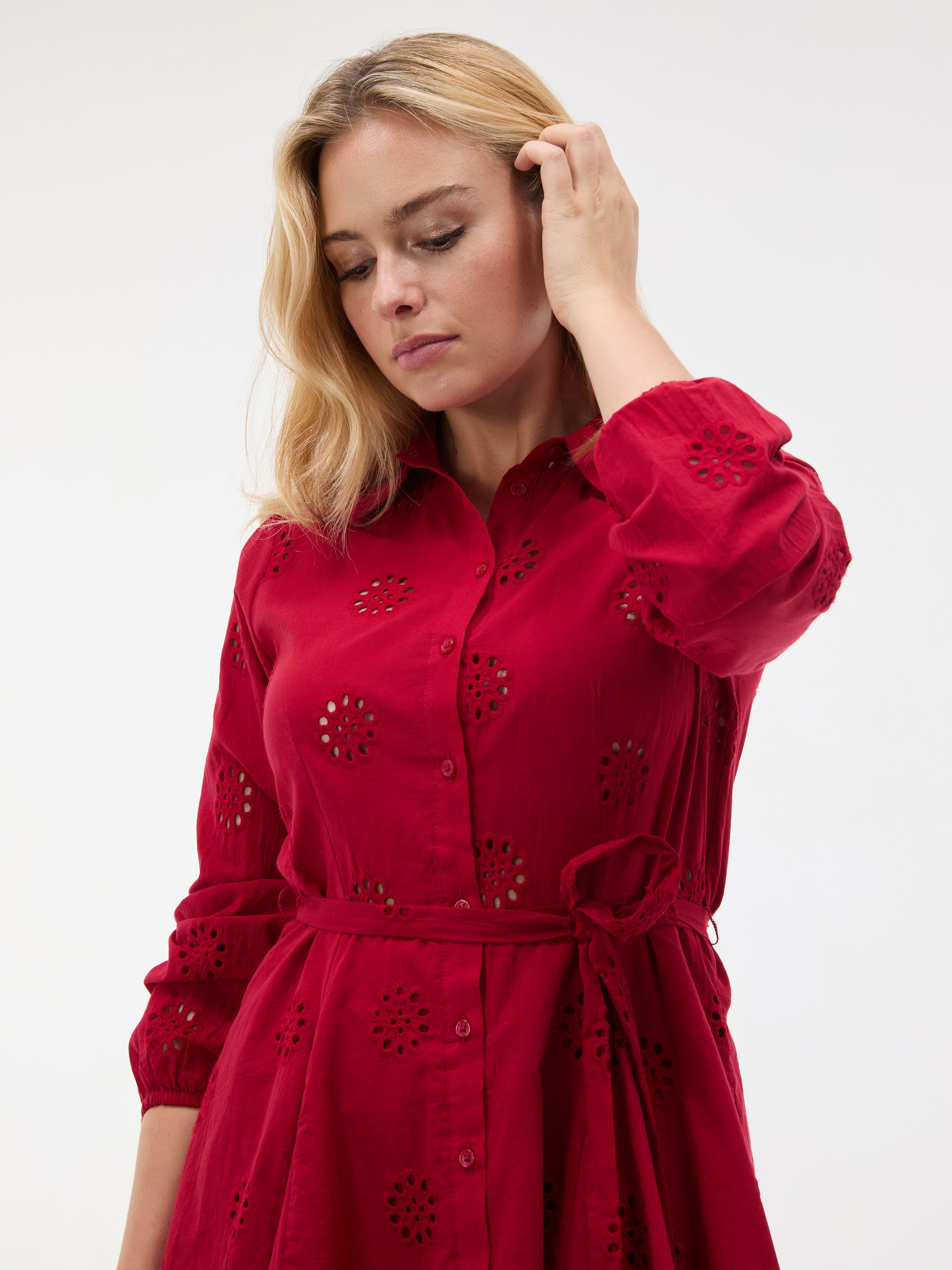 Rochie tip cămașă scurtă, cu croială evazată, roșu ORSAY - 004