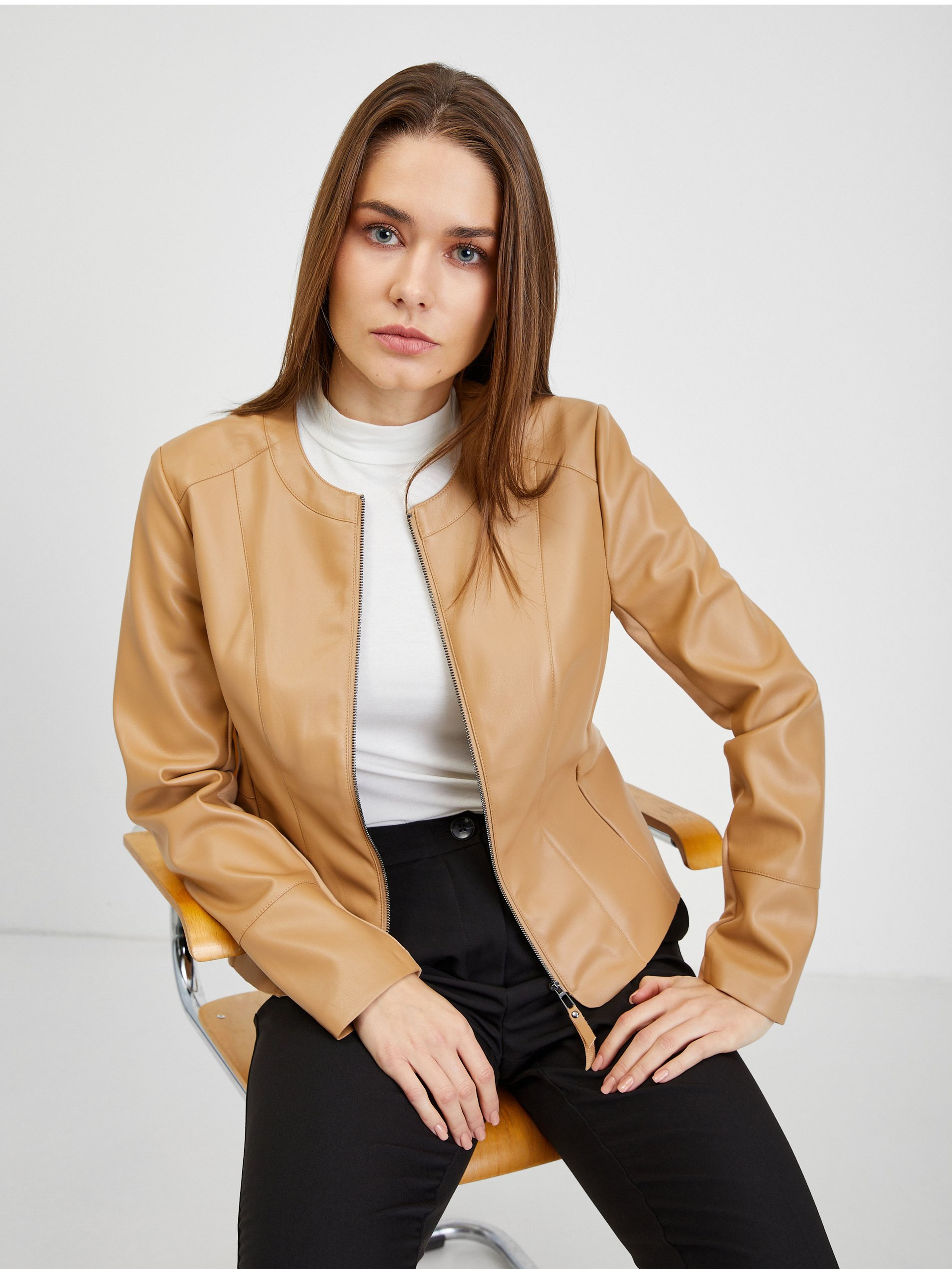 Hellbraune Damen Lederjacke ORSAY