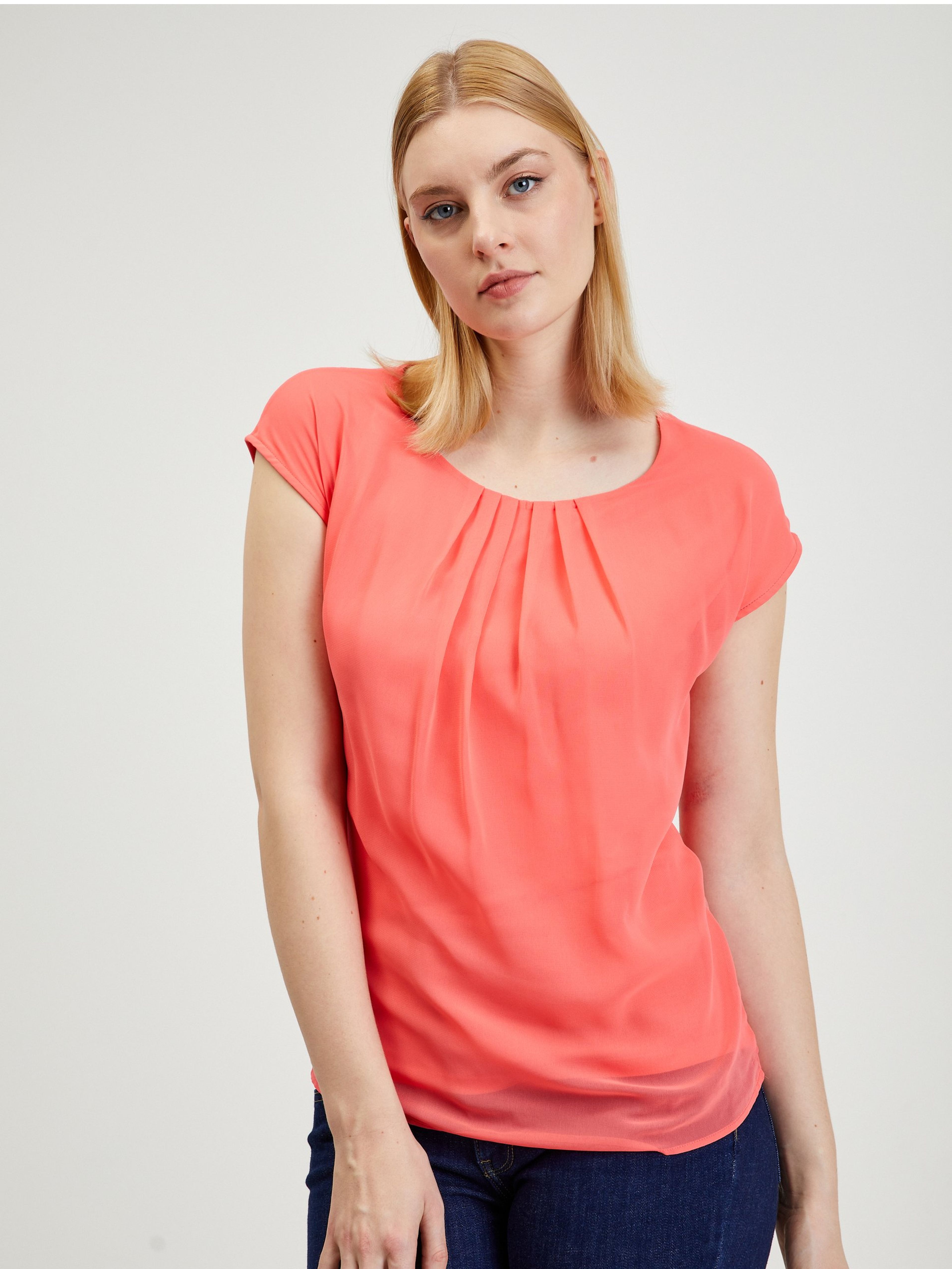 Koralowy t-shirt damski ORSAY