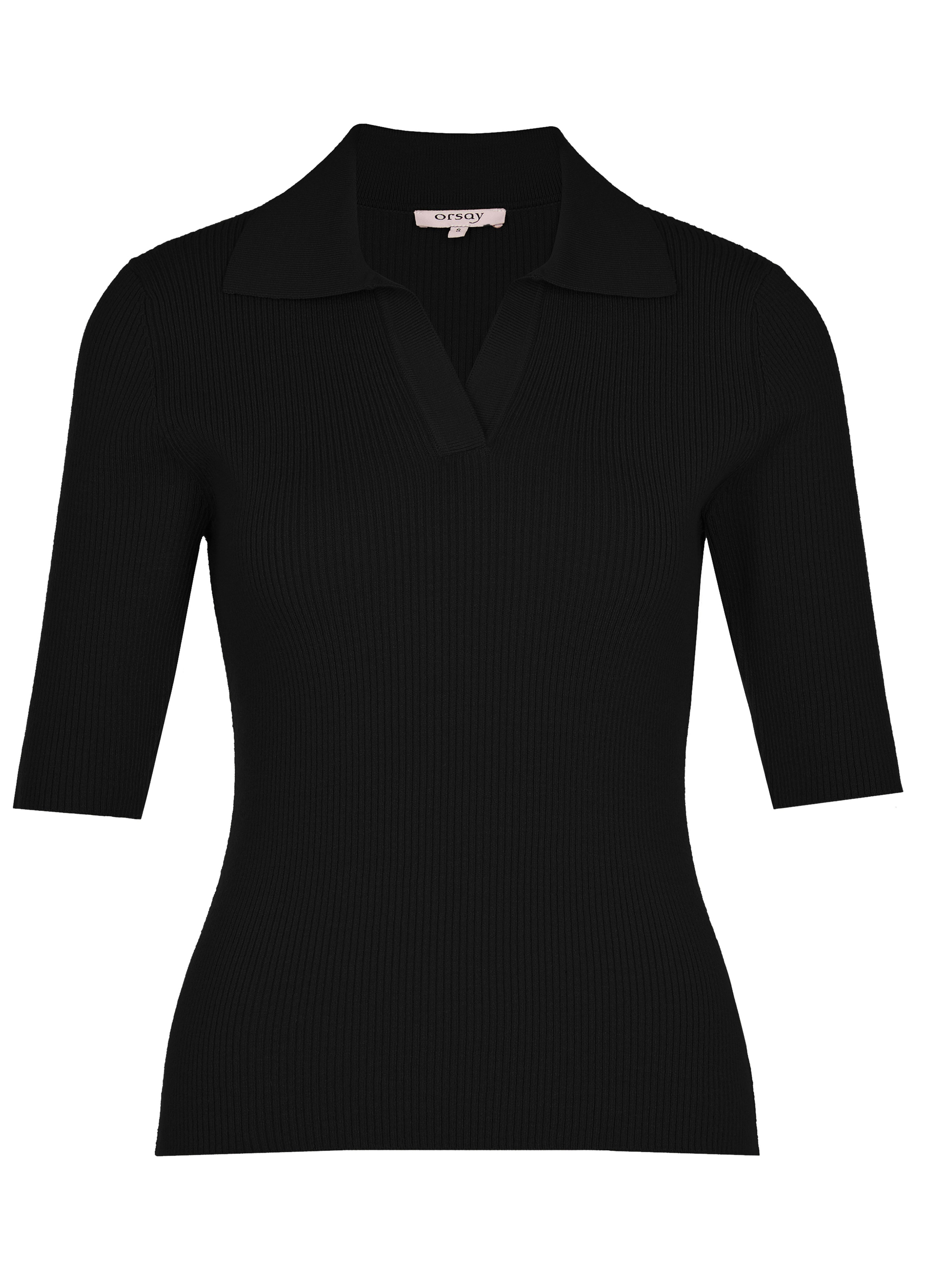 Schwarzer Damen-Cardigan mit Kragen und kurzen Ärmeln ORSAY - 005