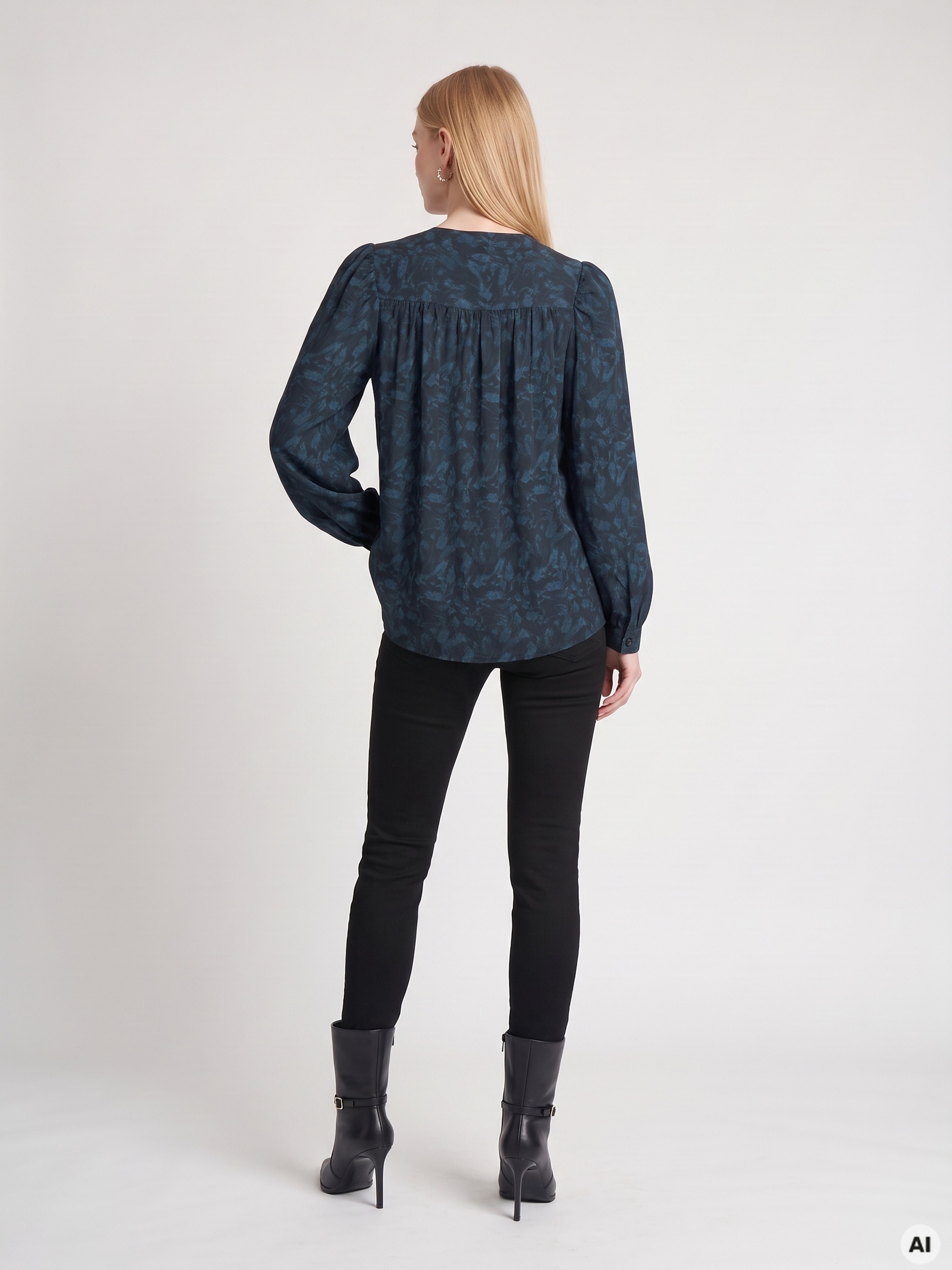 Modra ženska bluza z dolgimi rokavi ORSAY - 002
