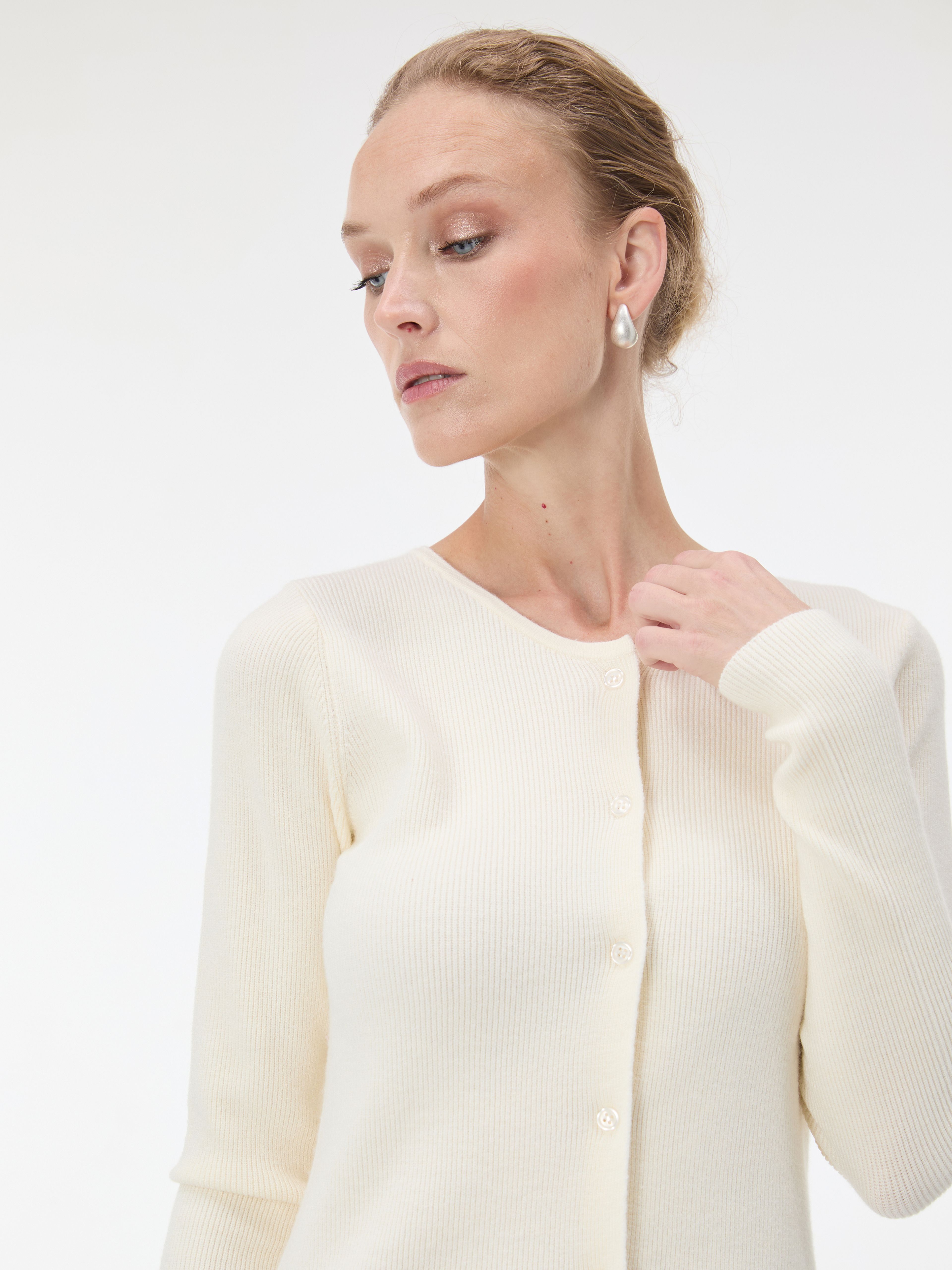 Weißer Damen-Cardigan mit langen Ärmeln ORSAY - 005