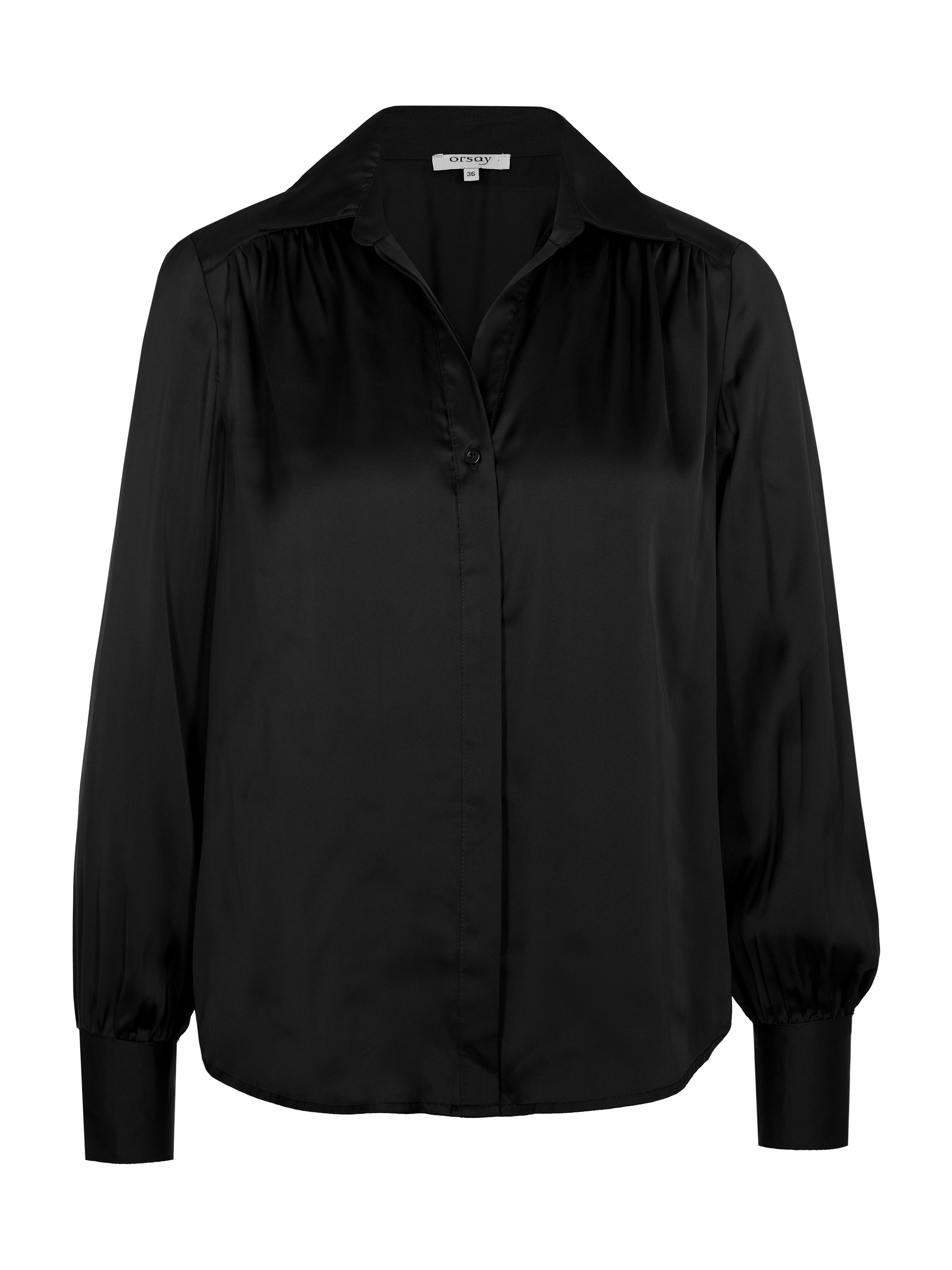 Schwarze Damenbluse mit Kragen und langen Ärmeln ORSAY - 005
