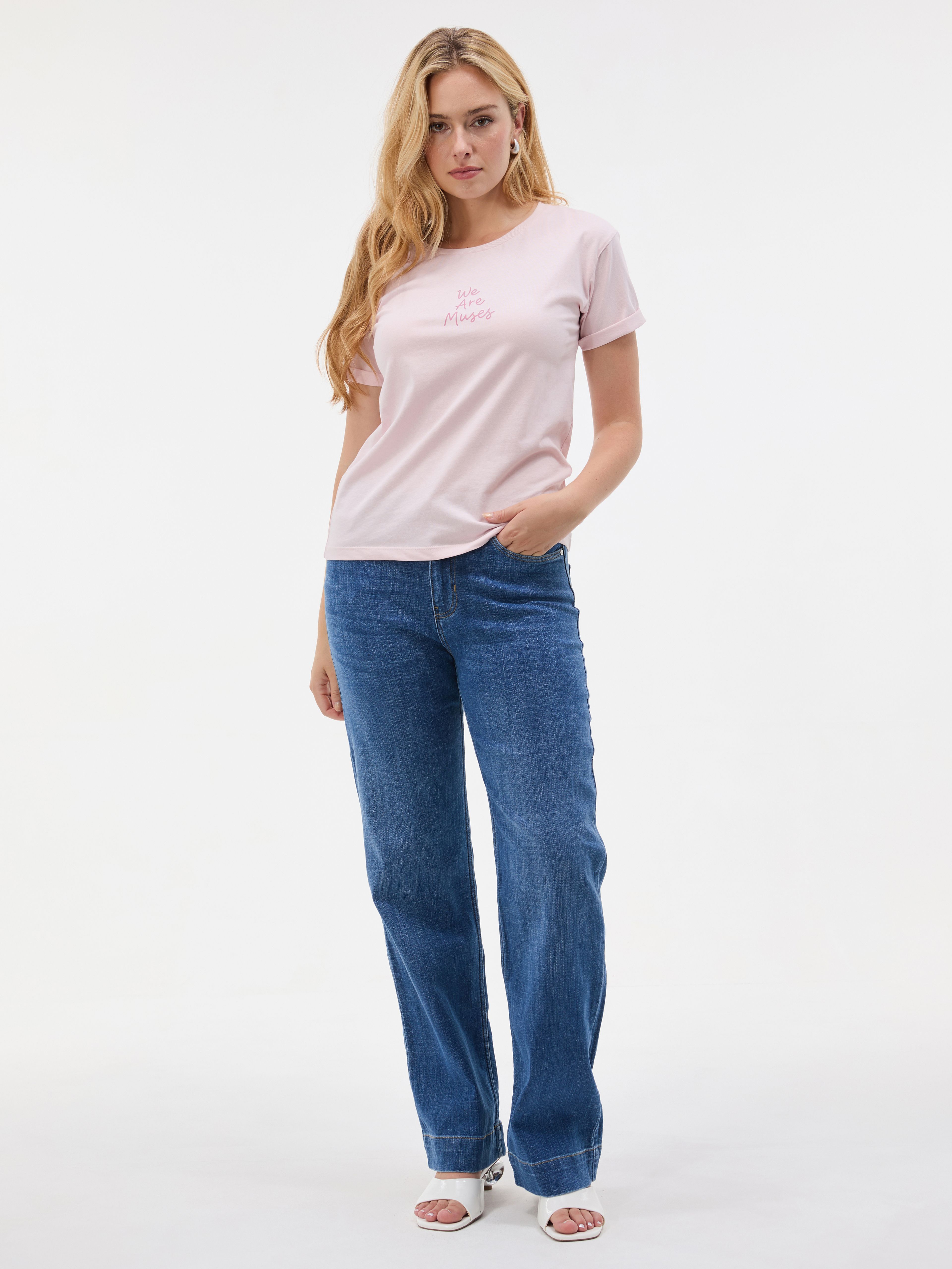 Jasnoróżowy damski t-shirt z krótkim rękawem ORSAY - 003
