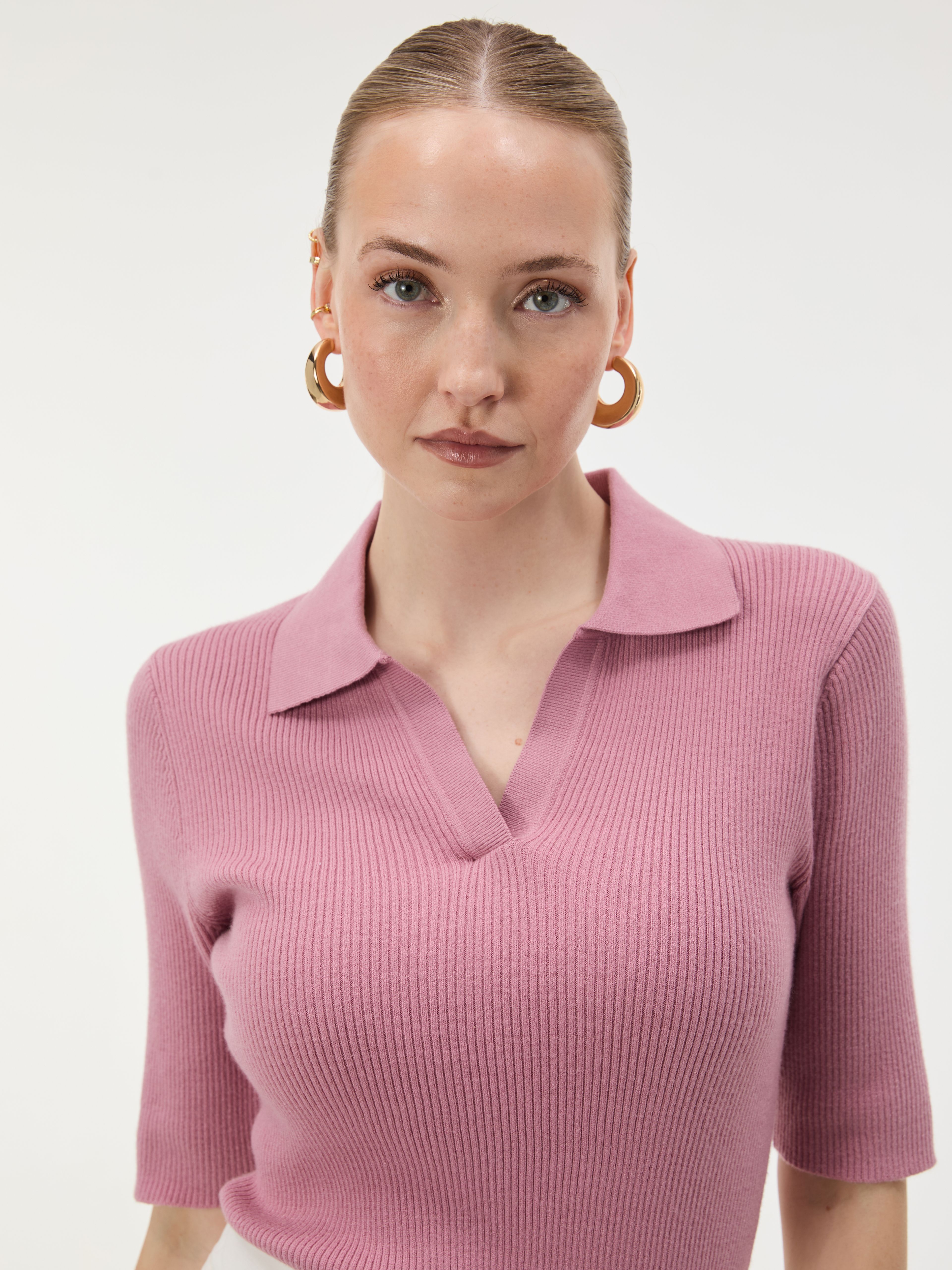 Rosa Damen-Cardigan mit Kragen und kurzen Ärmeln ORSAY - 002