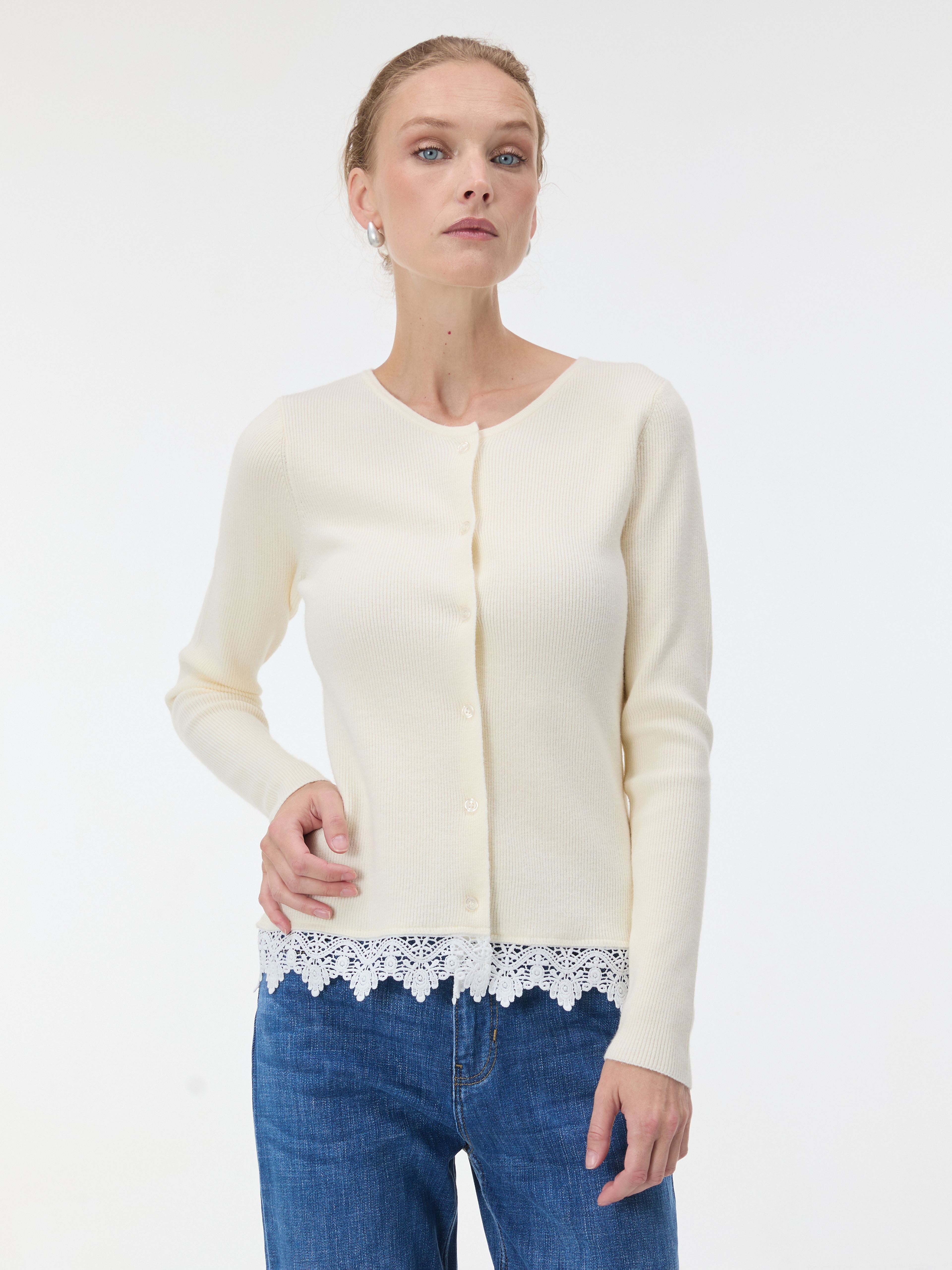 Weißer Damen-Cardigan mit langen Ärmeln ORSAY - 002