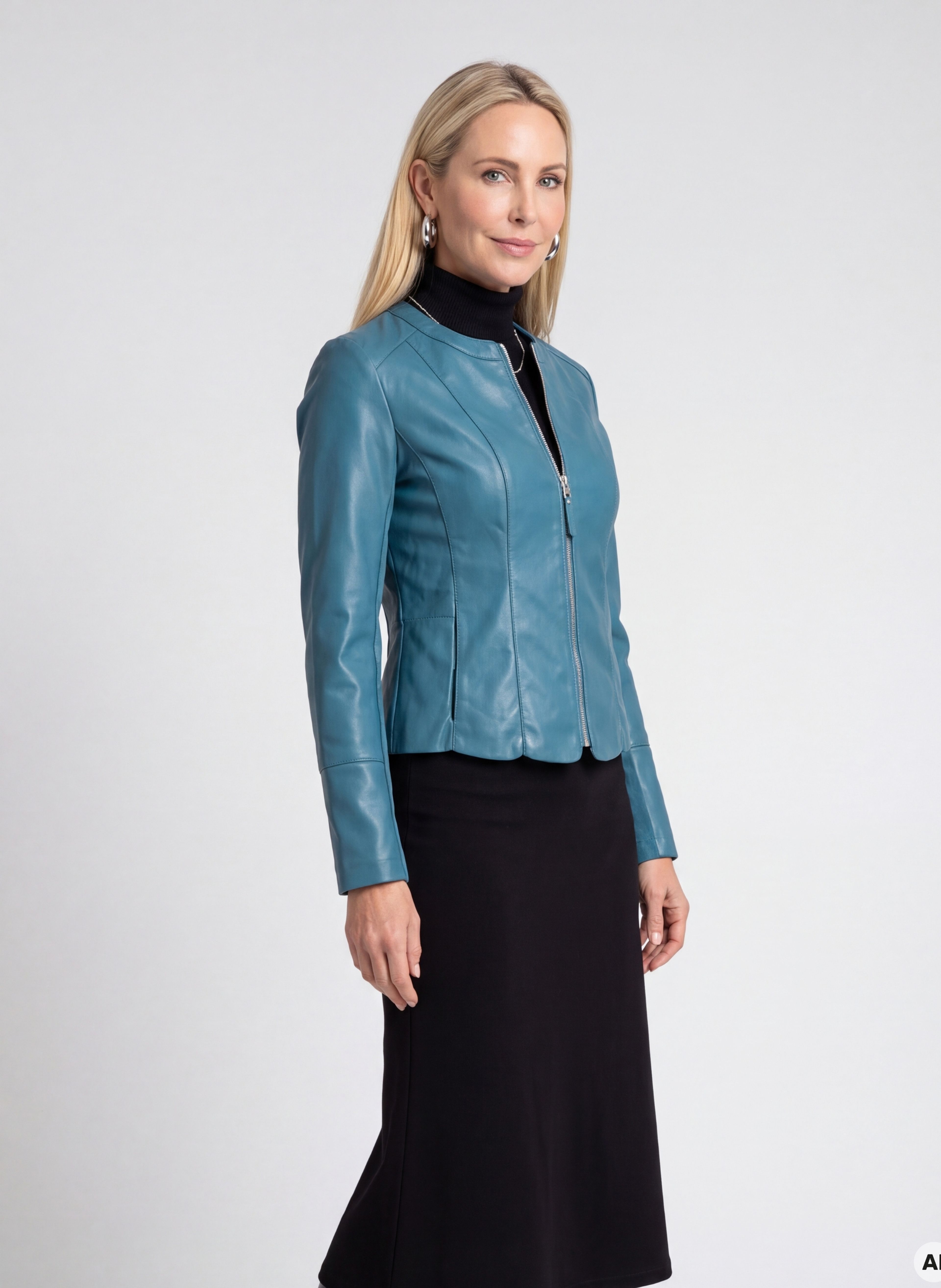 Türkisfarbene Damen-Kunstlederjacke ORSAY - 002