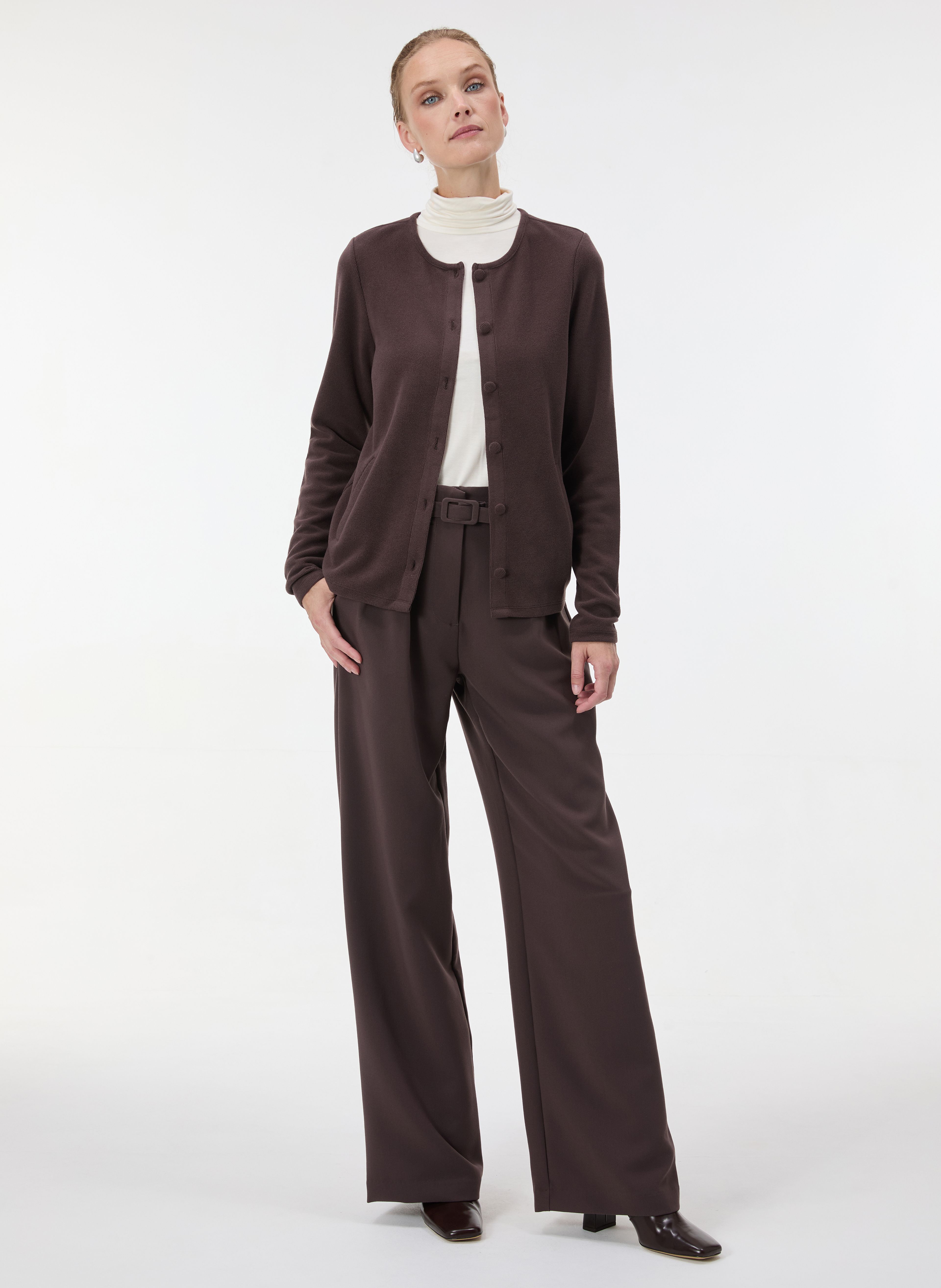 Brauner Damen-Cardigan mit langen Ärmeln ORSAY - 005