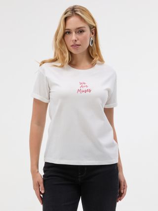 Biały damski t-shirt z krótkim rękawem ORSAY