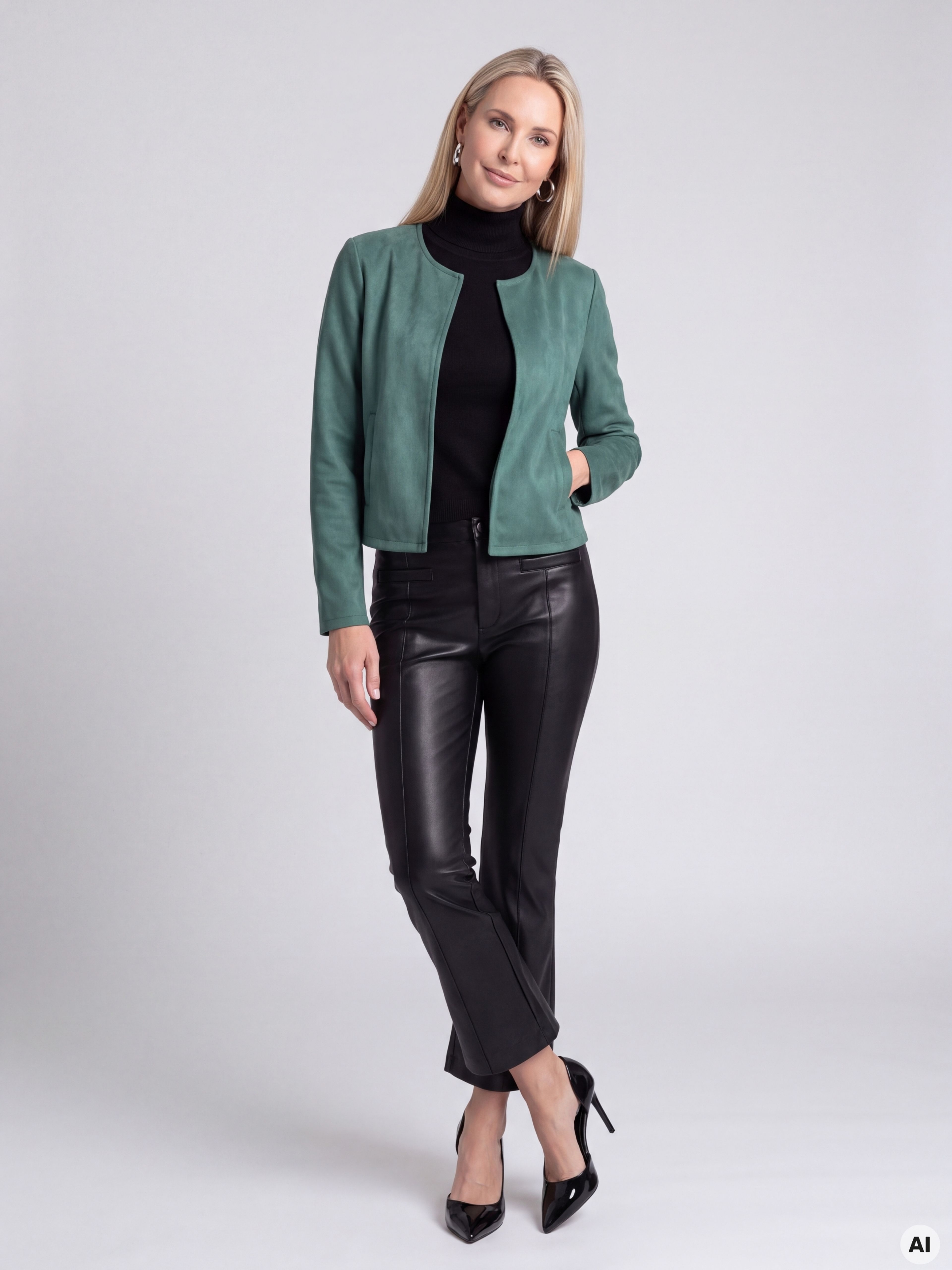 Türkiser Damen-Bolero mit Rundhalsausschnitt ORSAY - 004