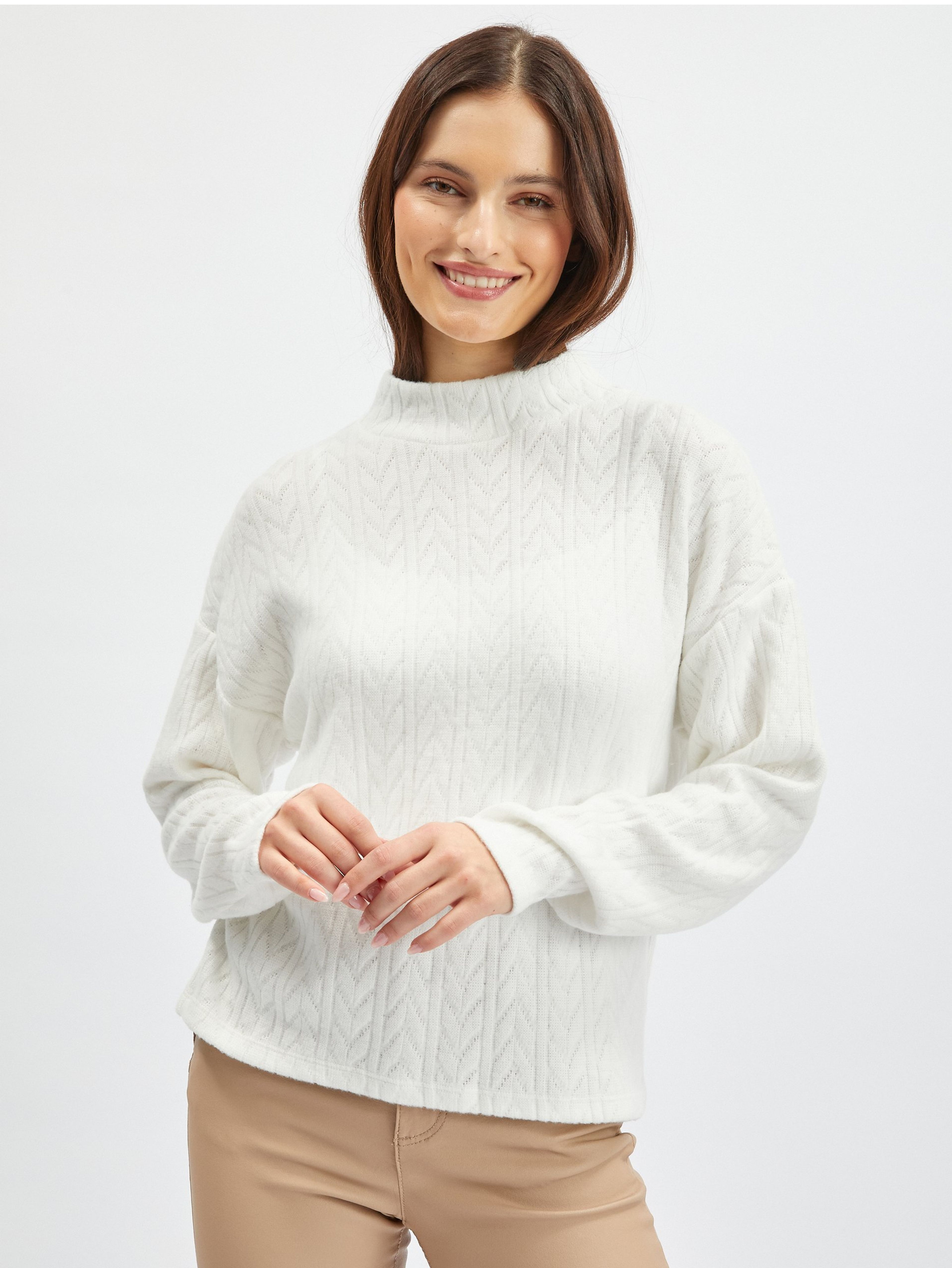 Weißer gemusterter Pullover für Damen ORSAY