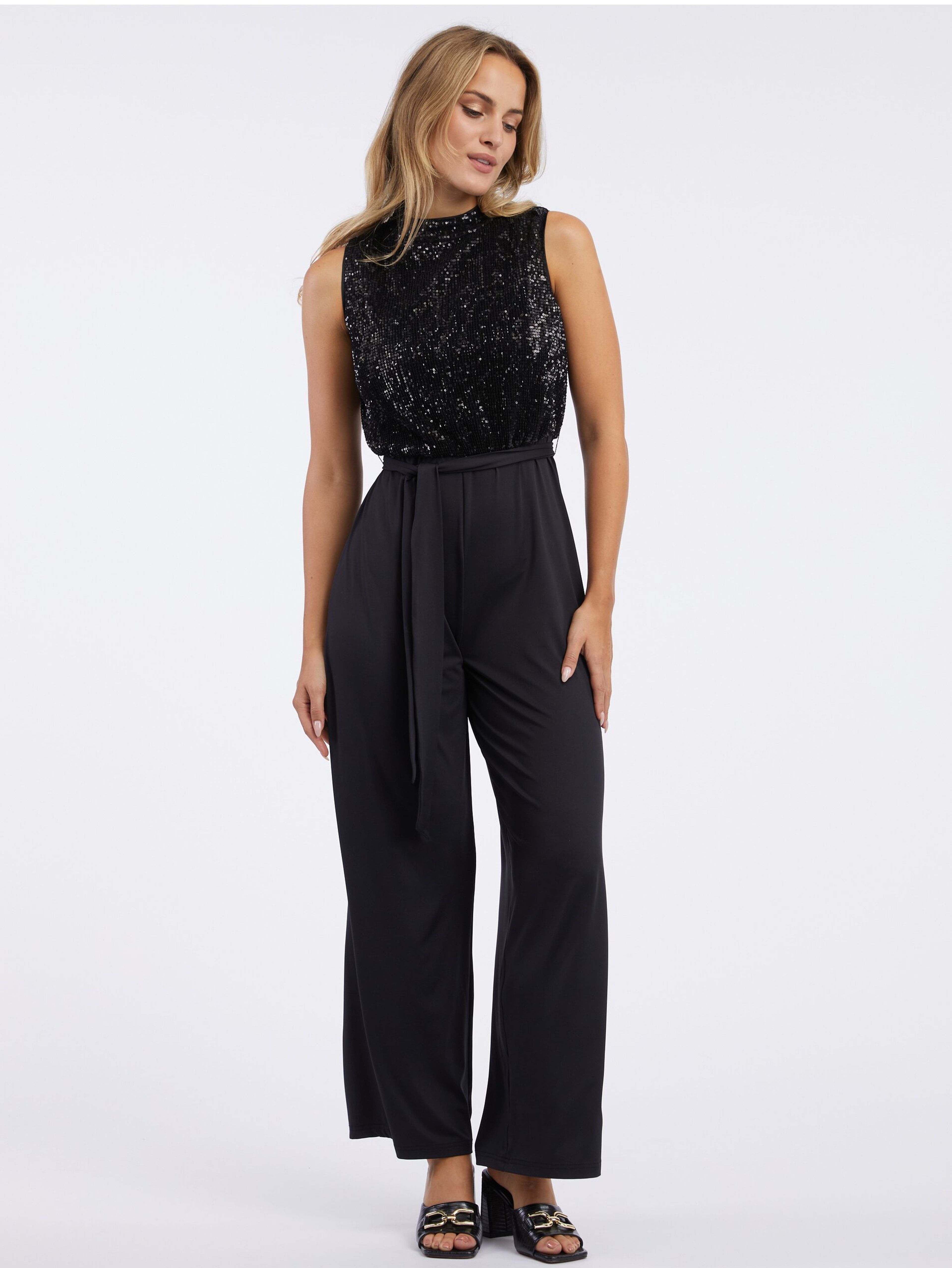 Schwarzer Damen Jumpsuit mit Pailletten ORSAY