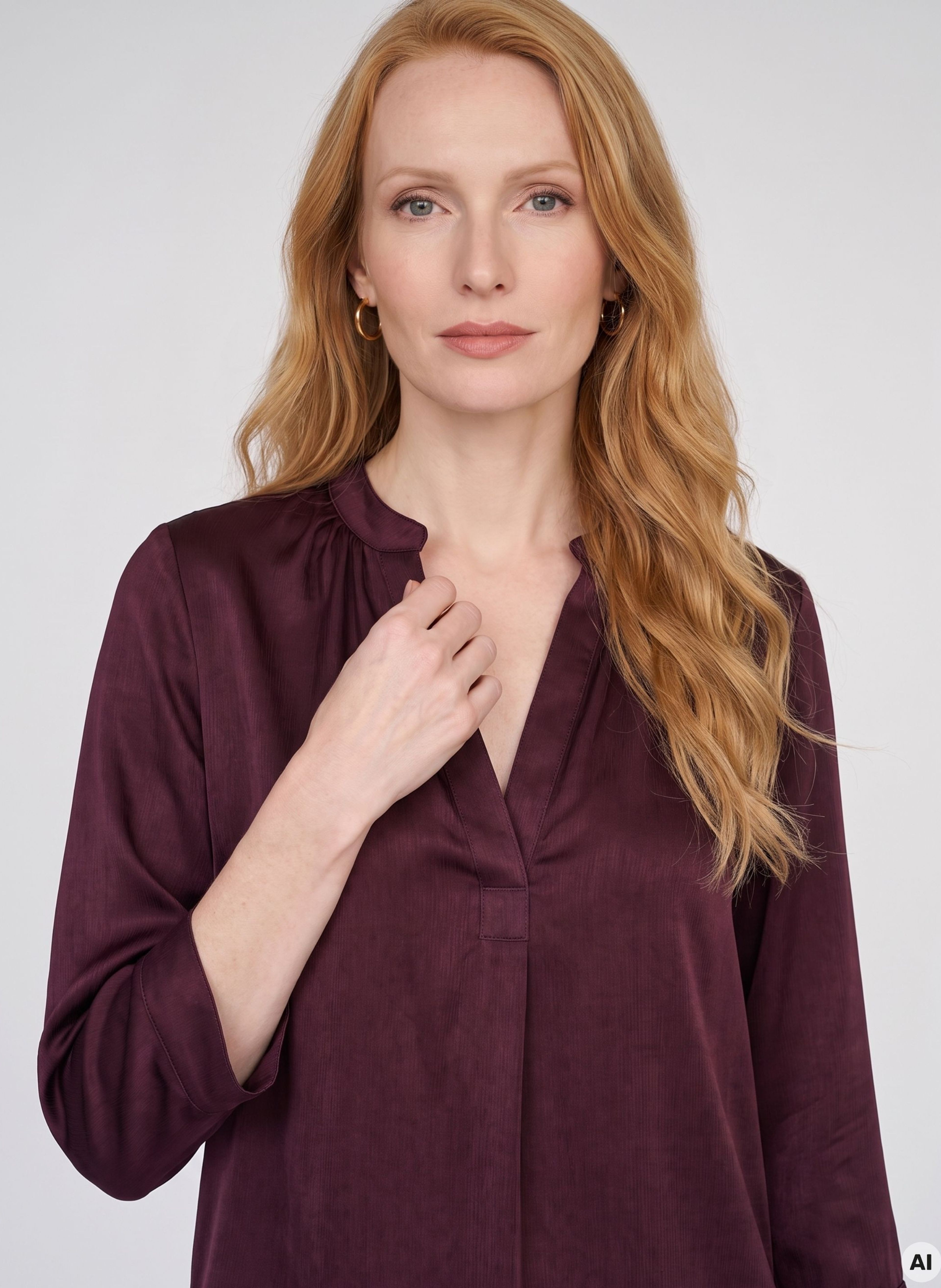 Weinrote Damen-Bluse mit 3/4-Ärmeln ORSAY - 004