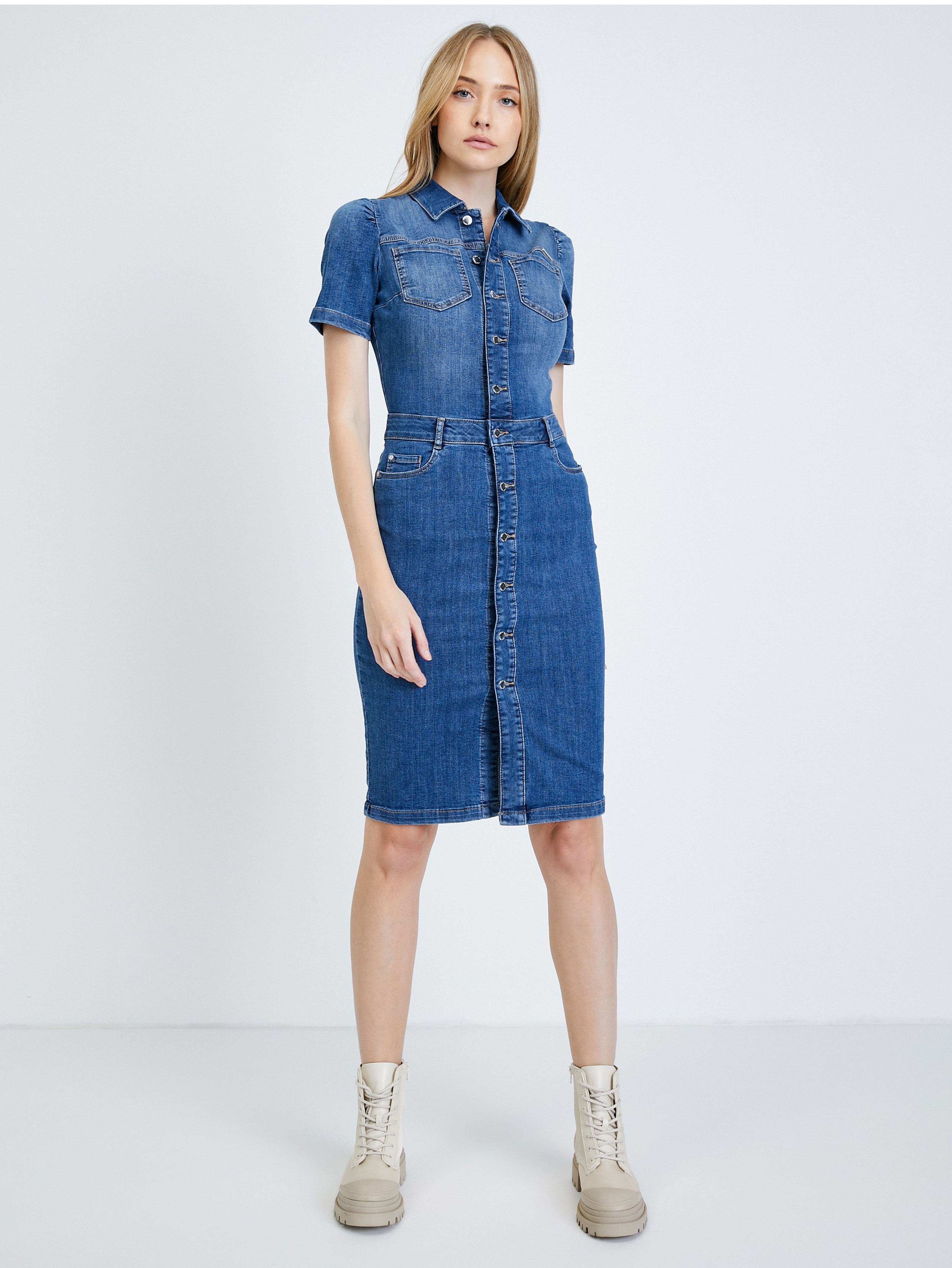 Rochie cămașă albastră din denim ORSAY