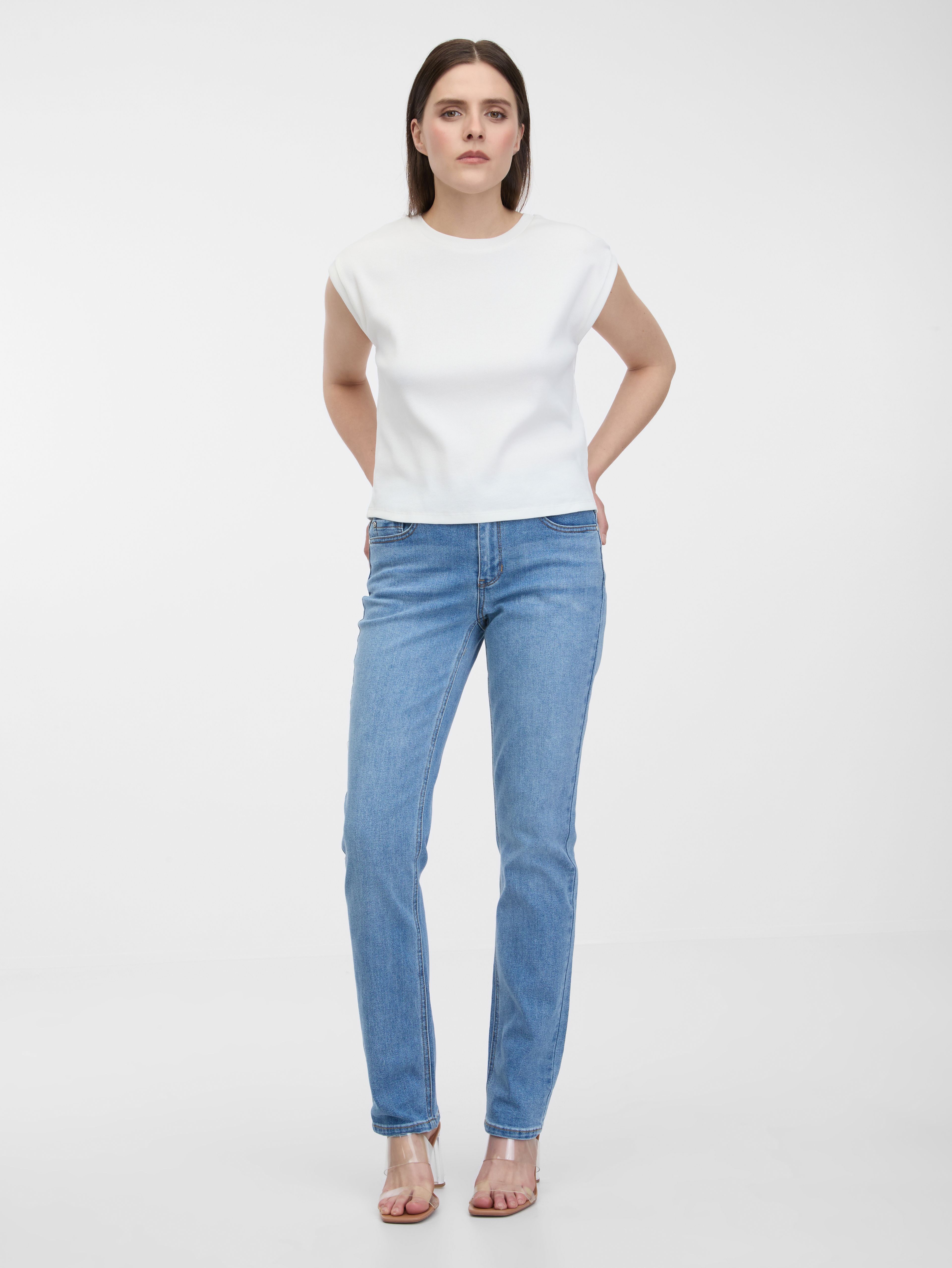 Jasnoniebieskie damskie jeansy straight fit ORSAY