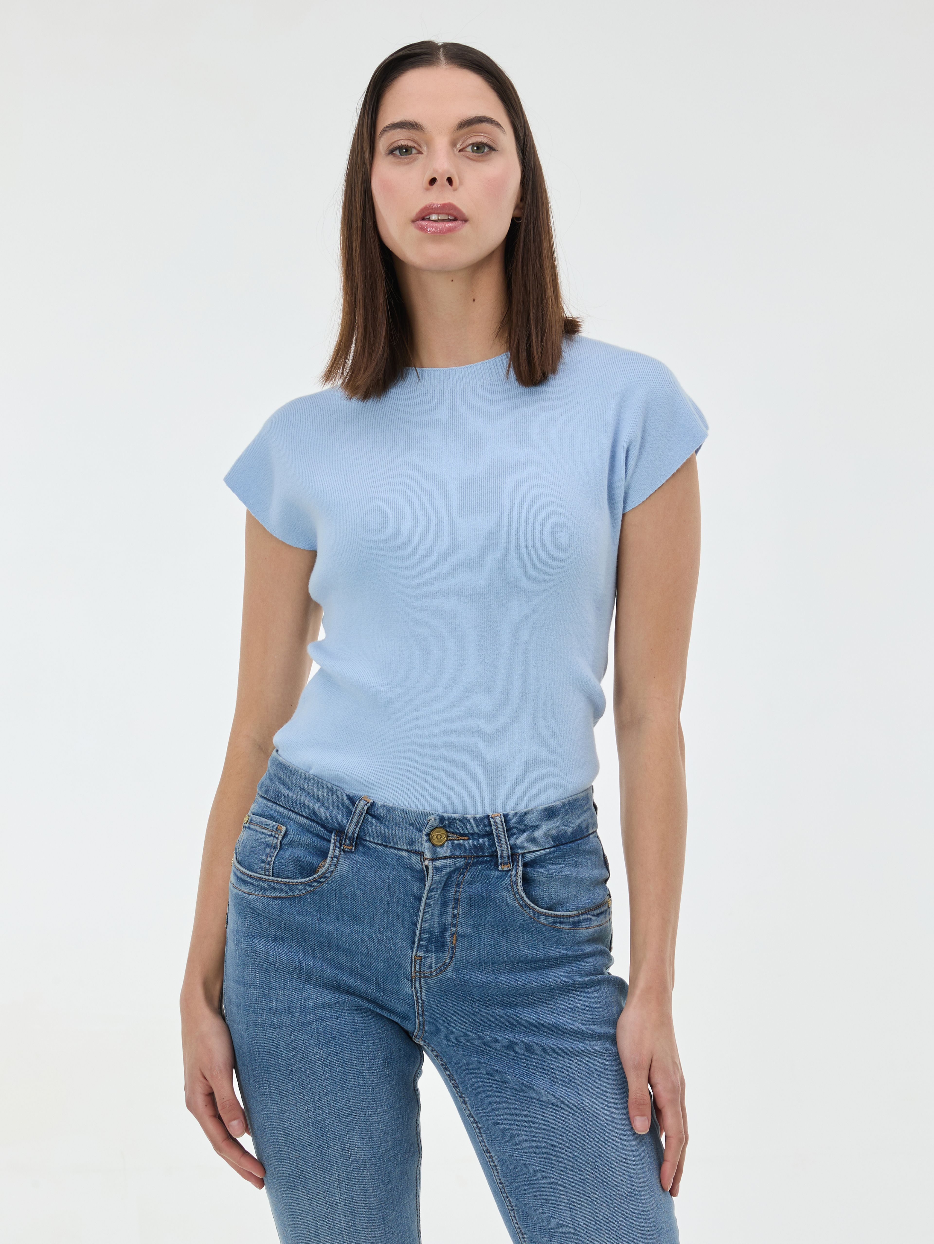 Jasnoniebieski damski sweter bez rękawów ORSAY