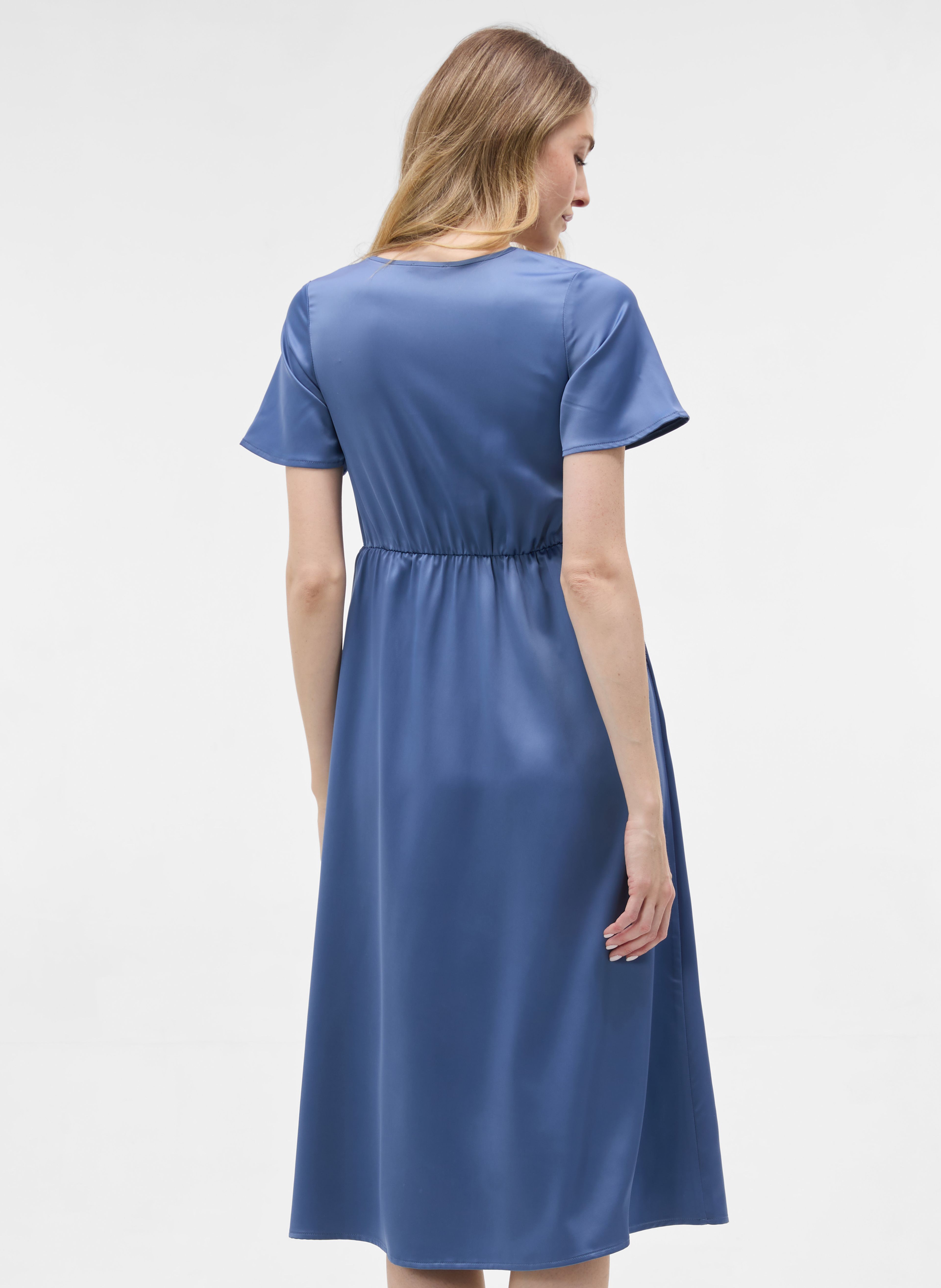 Blaues Damen-Midikleid mit kurzem Arm ORSAY - 005