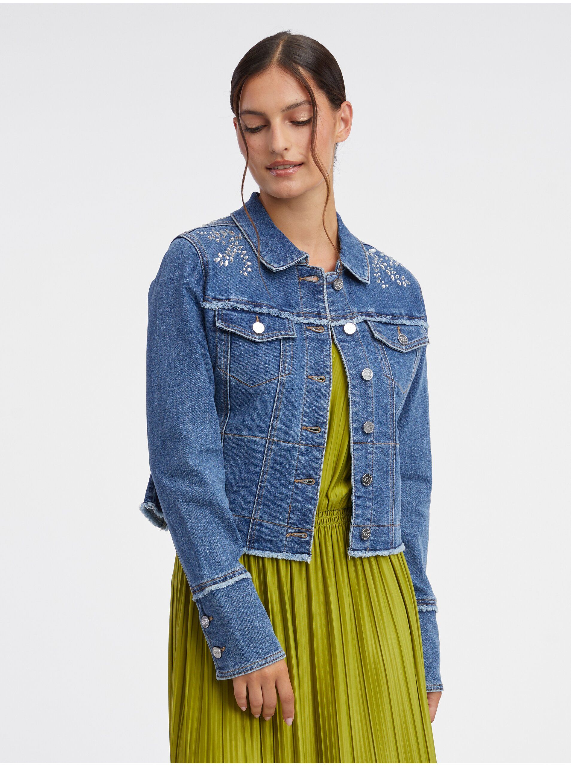 Jeansjacke Mit Stoffrmeln Damen