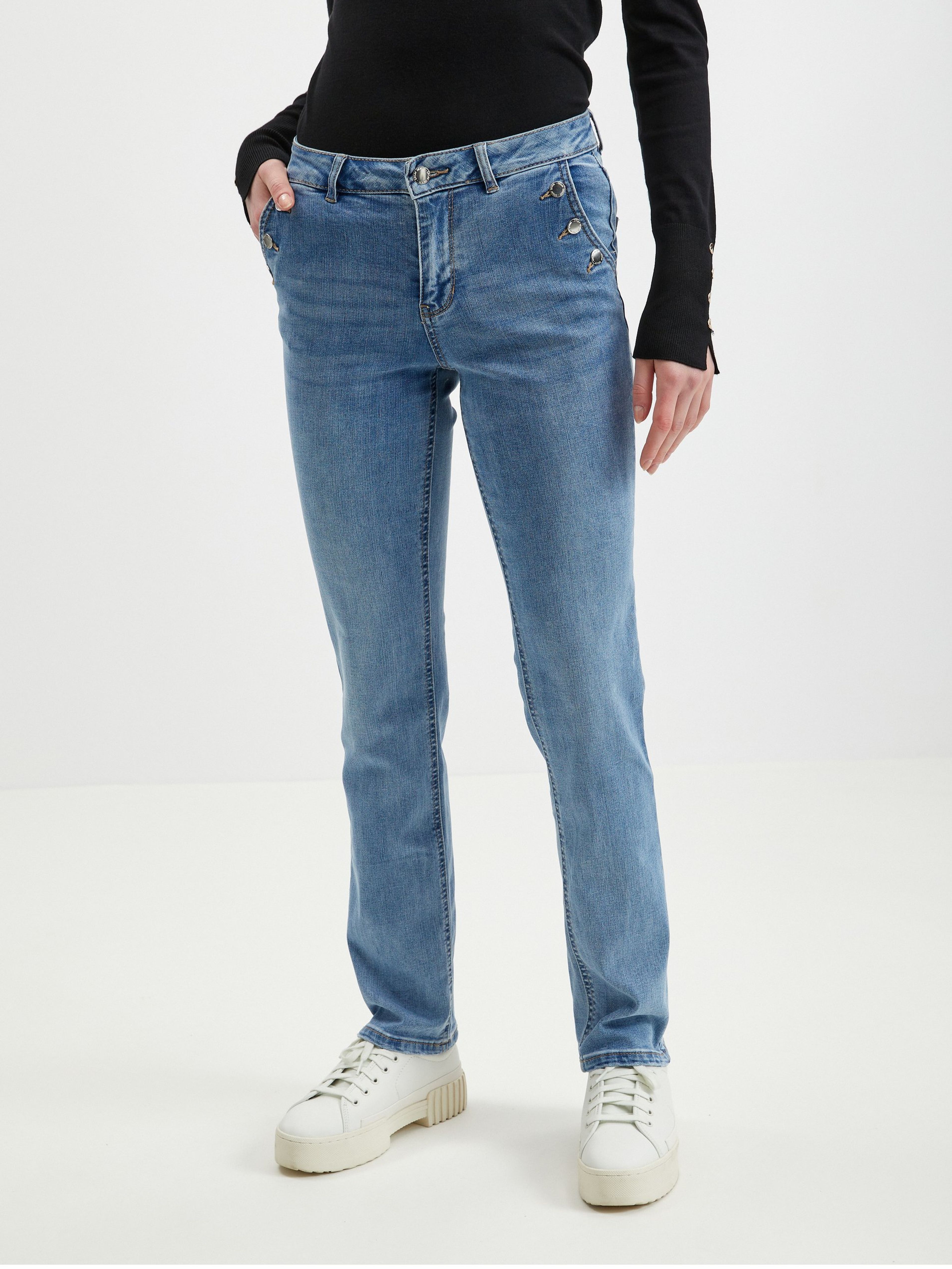 Jasnoniebieskie damskie jeansy straight fit ORSAY